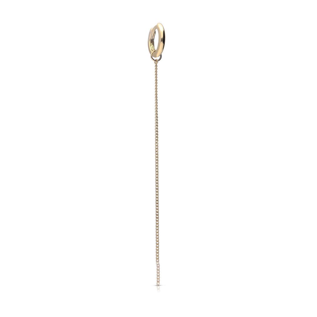 Single Plain Hoop Earring with Chain Drop