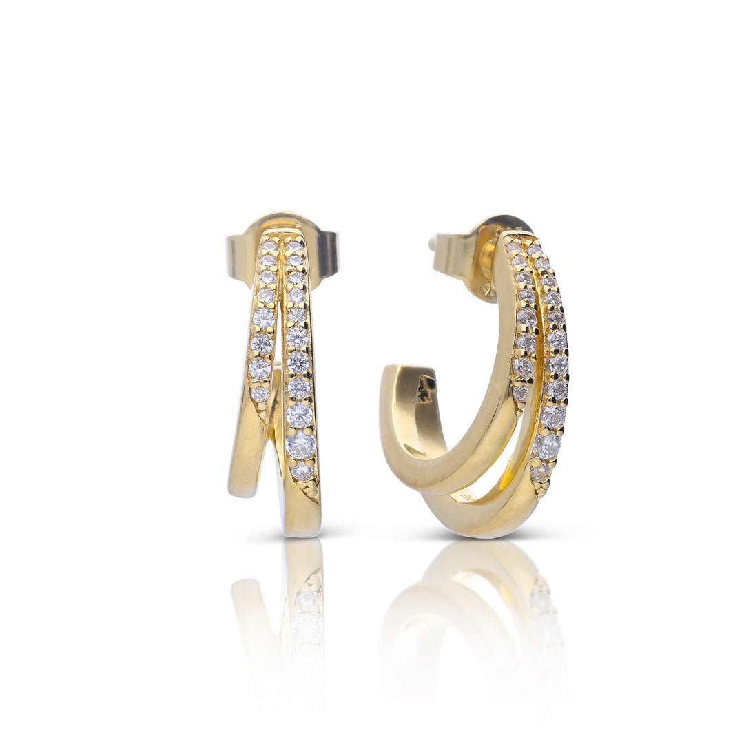 Double Row 3/4 Hoop Stud Earrings