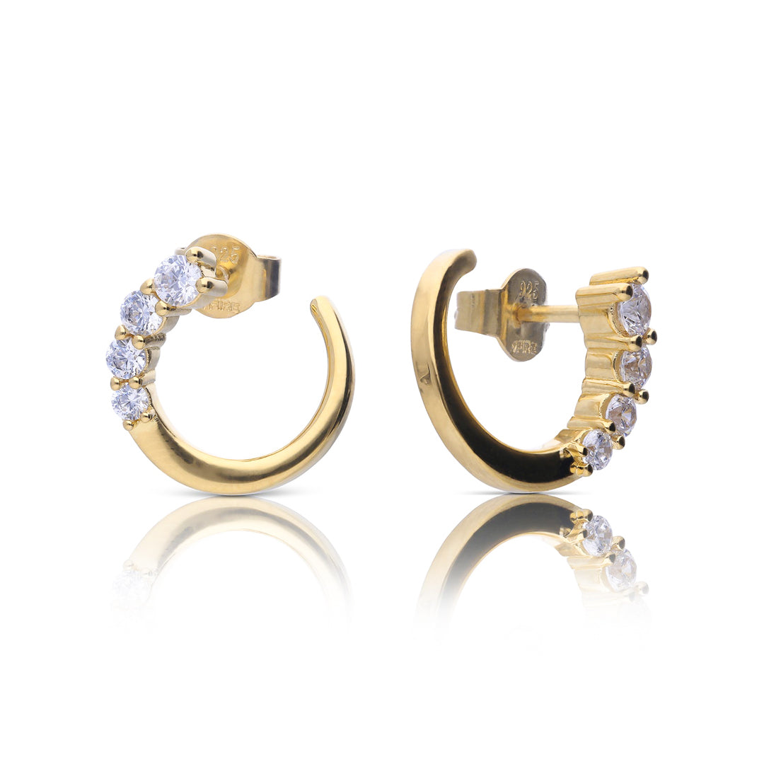 Circle Stud Earrings with Graduated Zirconia