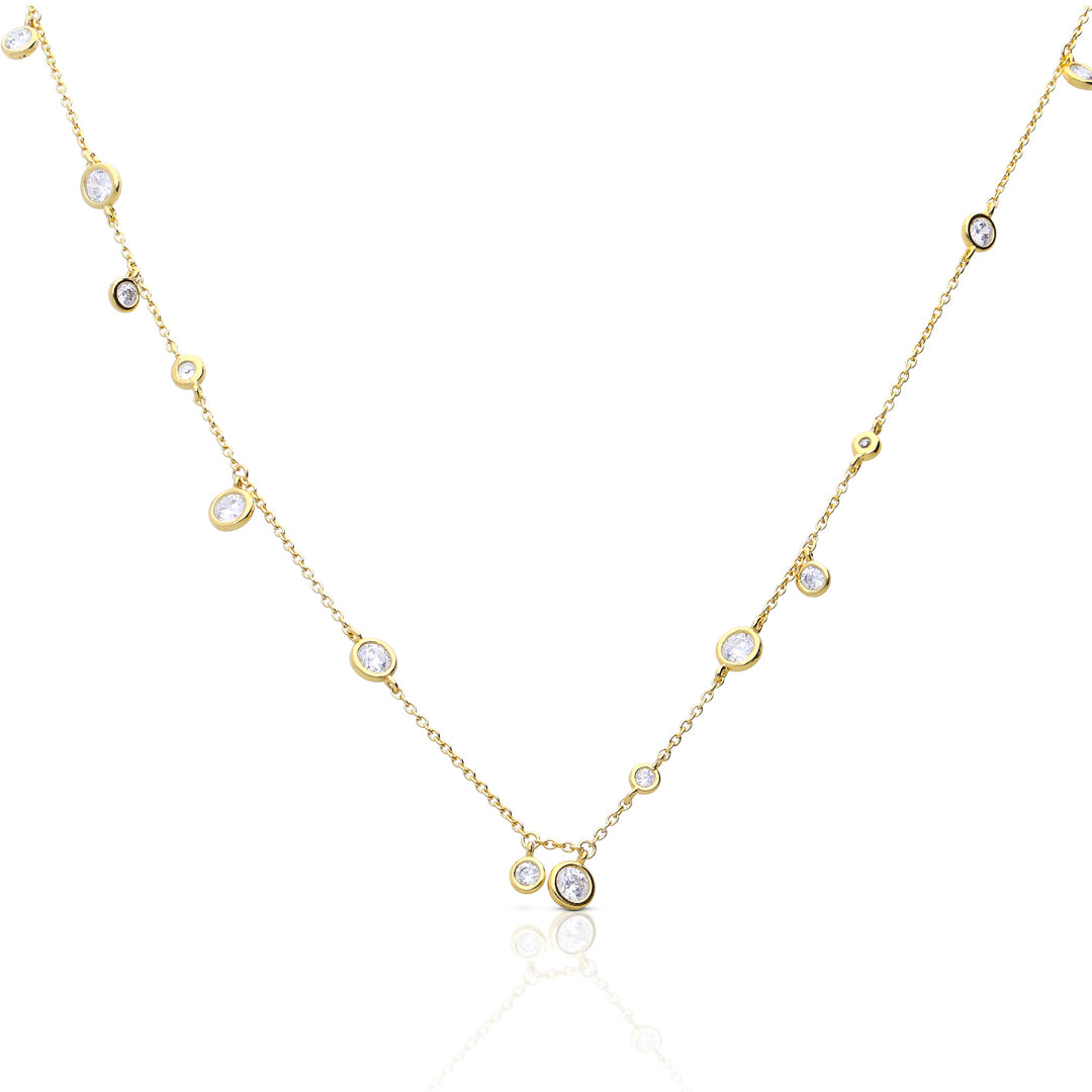 Bezel Set Zirconia Station Necklace