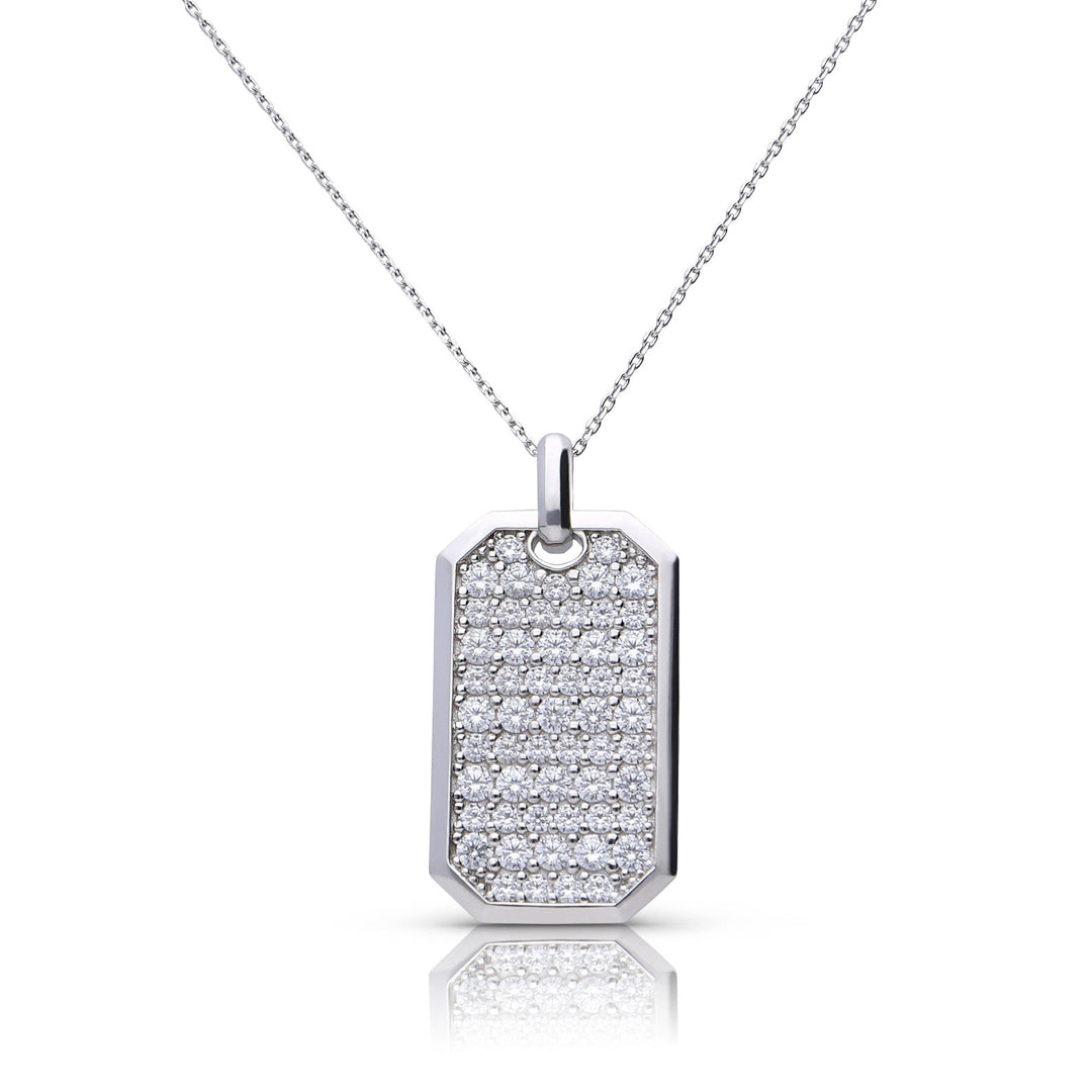 Tag Necklace with Zirconia
