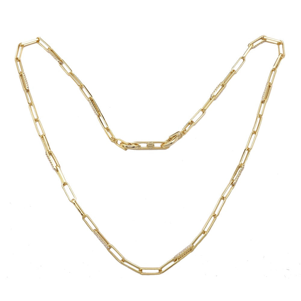 Chain Necklace with Pave Zirconia Links