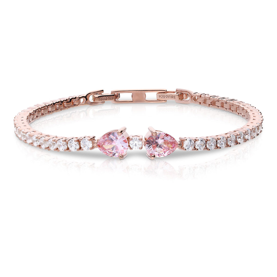 Pink and White Zirconia Tennis Bracelet