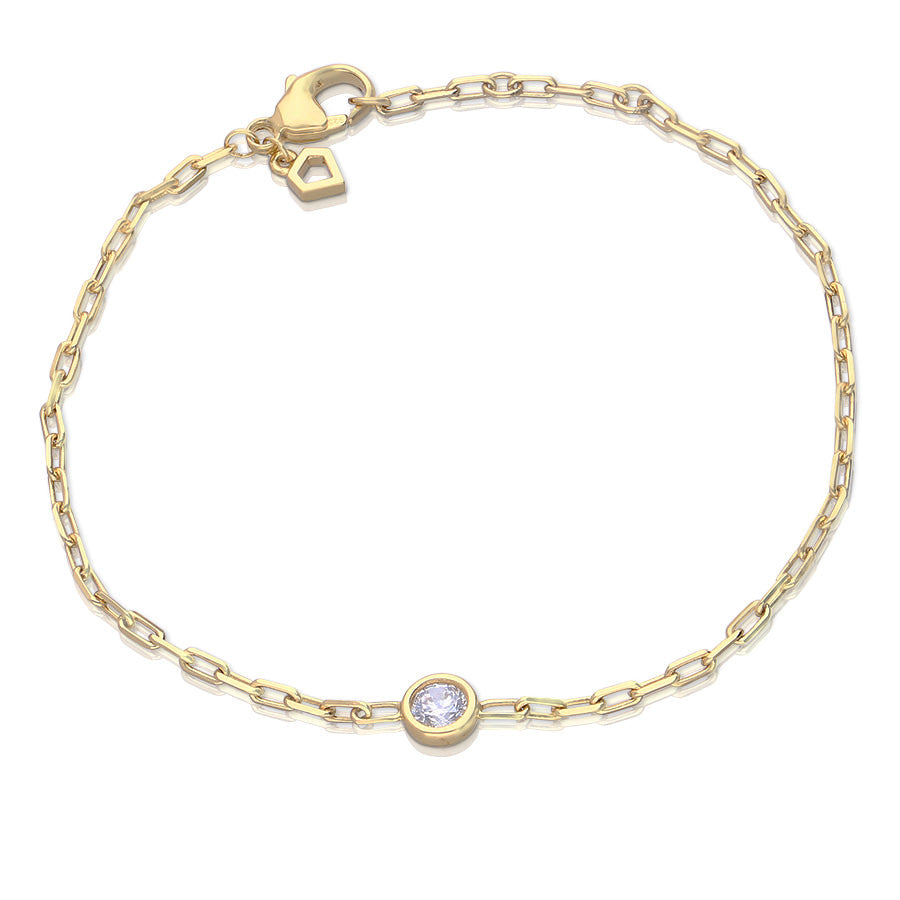 Chain Bracelet with Solitaire Zirconia