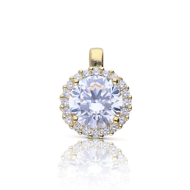 Round Zirconia Halo Pendant
