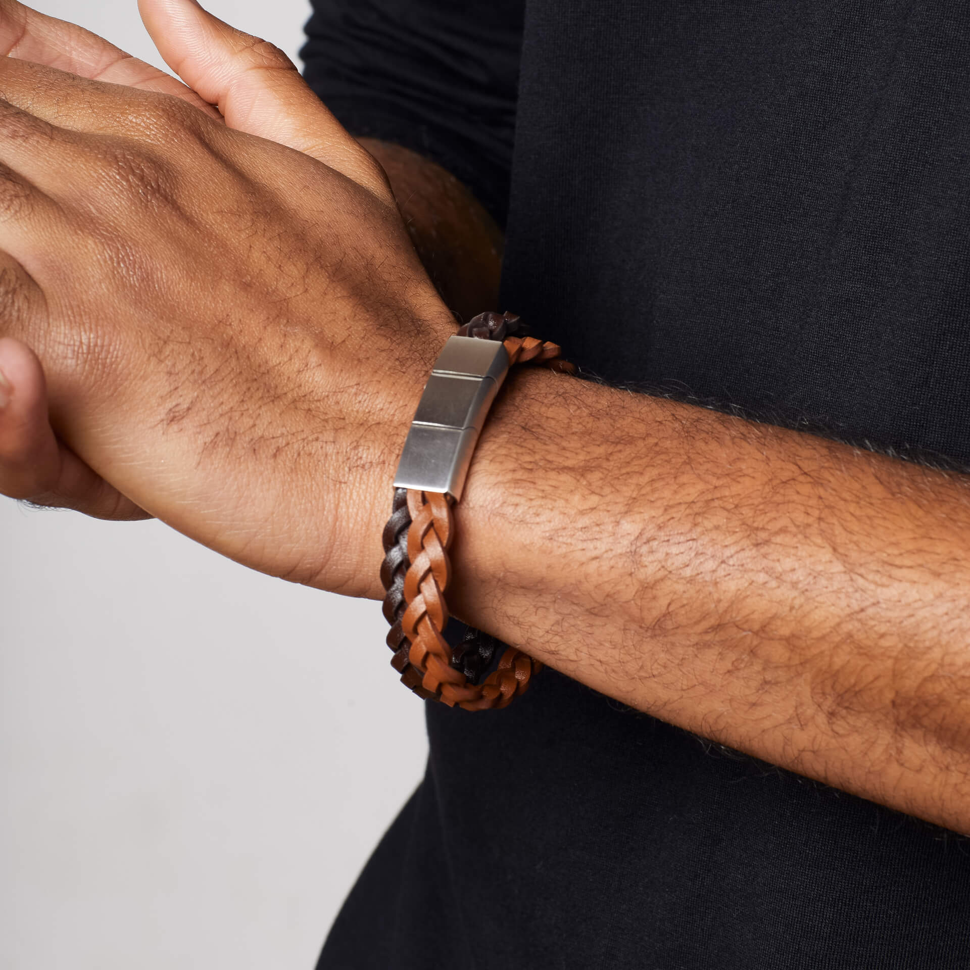 Double Braided Leather Bracelet