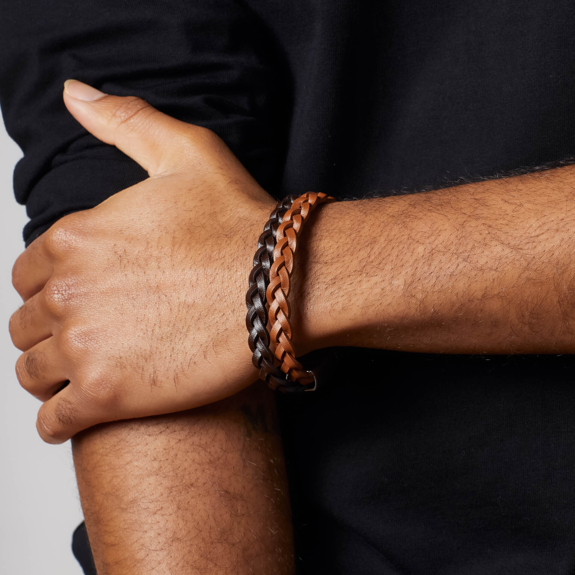 Double Braided Leather Bracelet