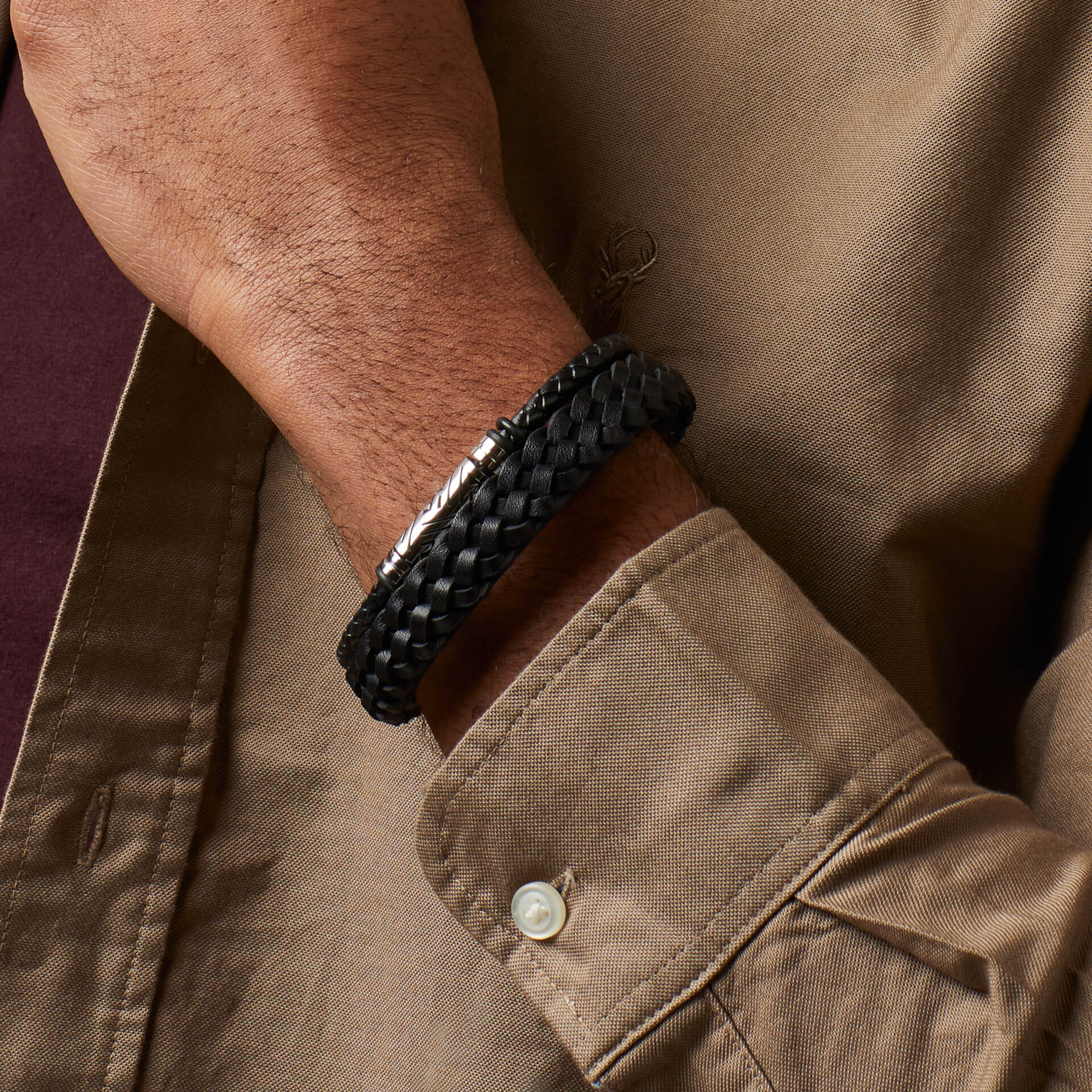 Black Braided Leather Bracelet