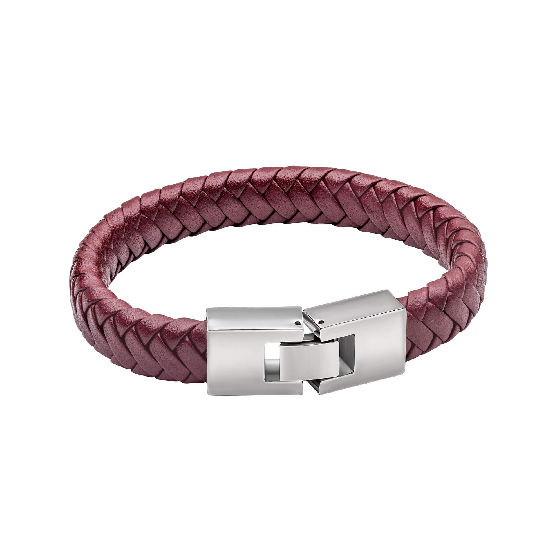 Burgundy Leather Bracelet with Statement Clasp