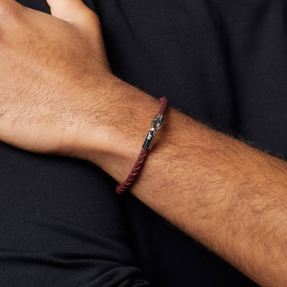 Braided Leather and Hook Clasp Bracelet