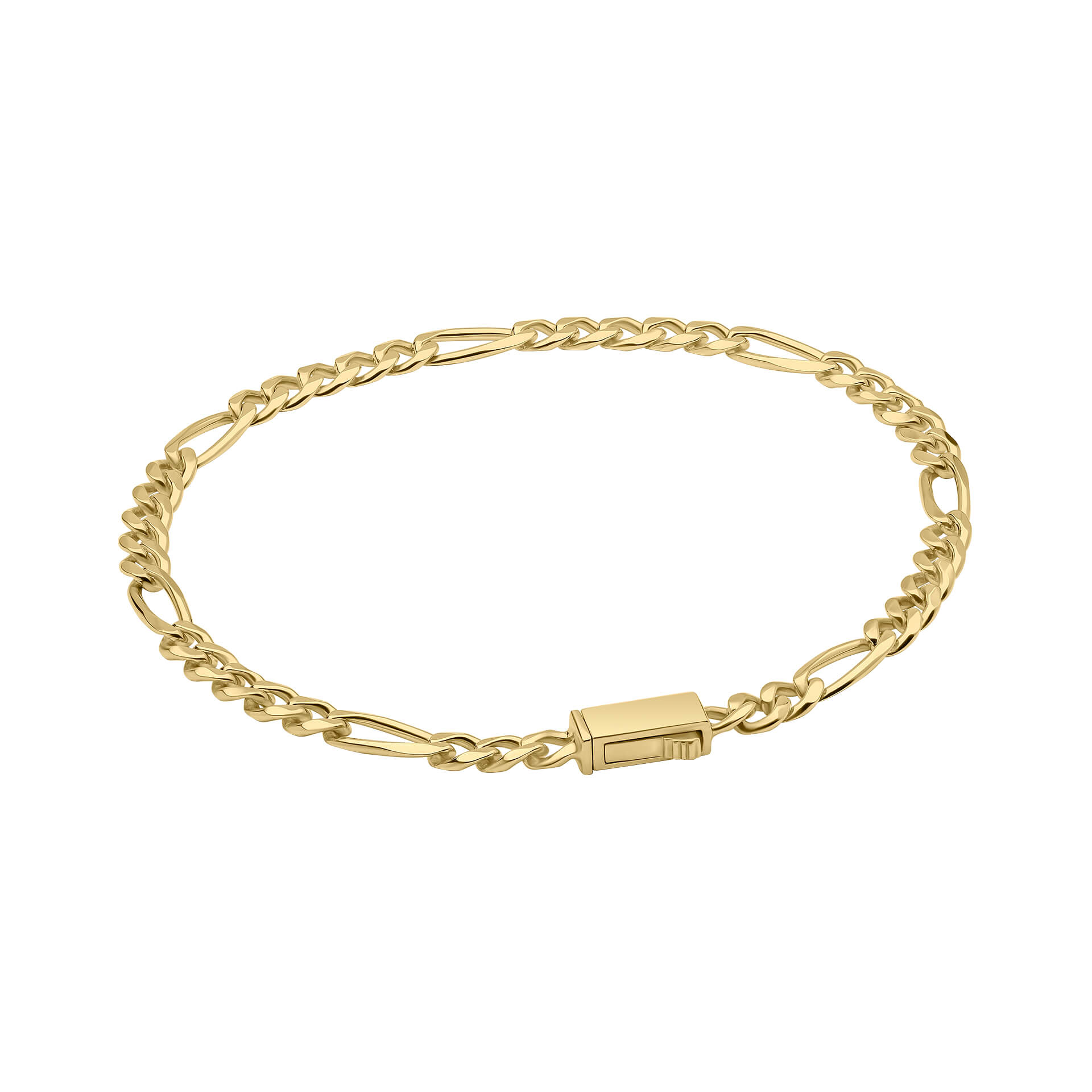 Figaro Chain Bracelet with Box Lock Clasp