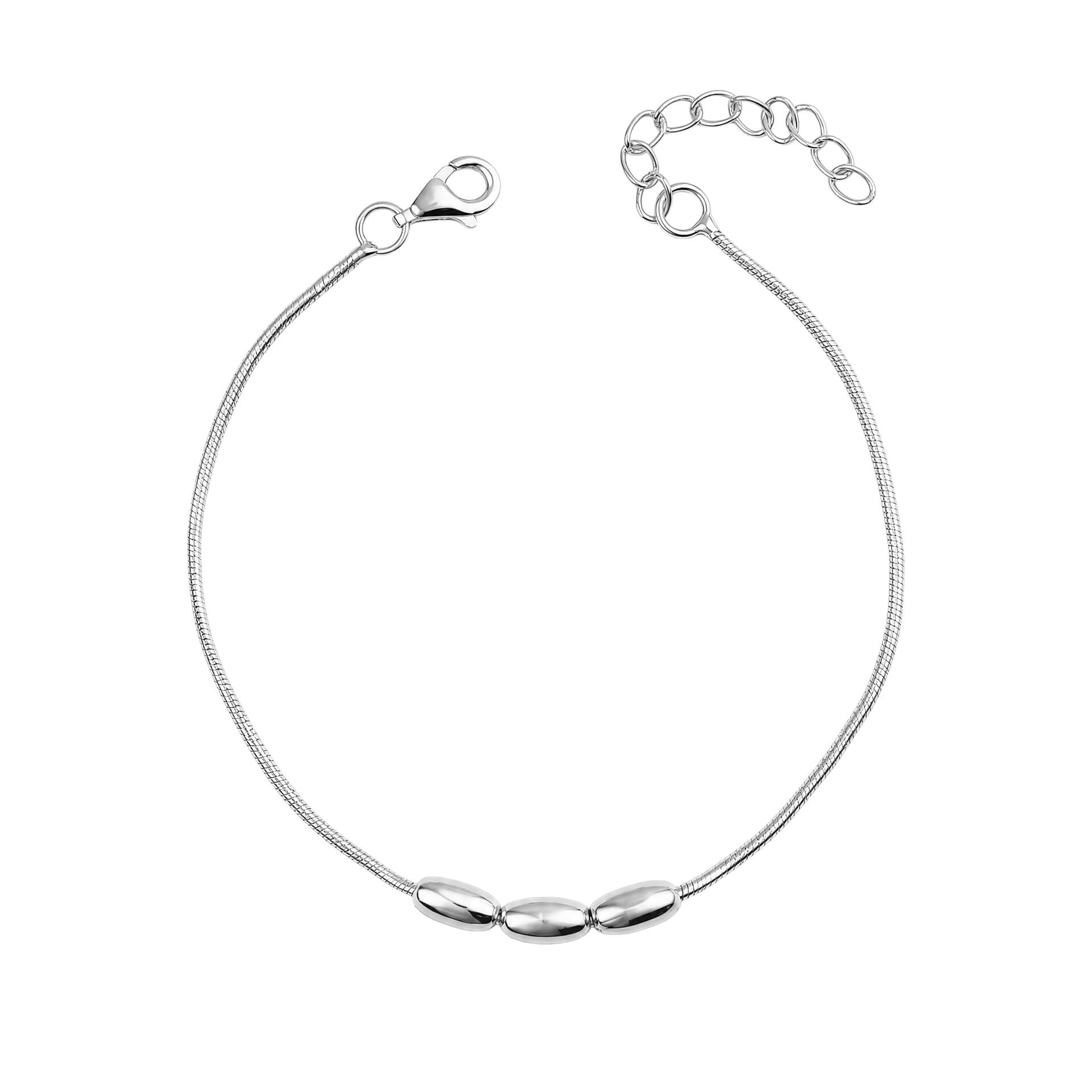 Three Bead Snake Chain Bracelet