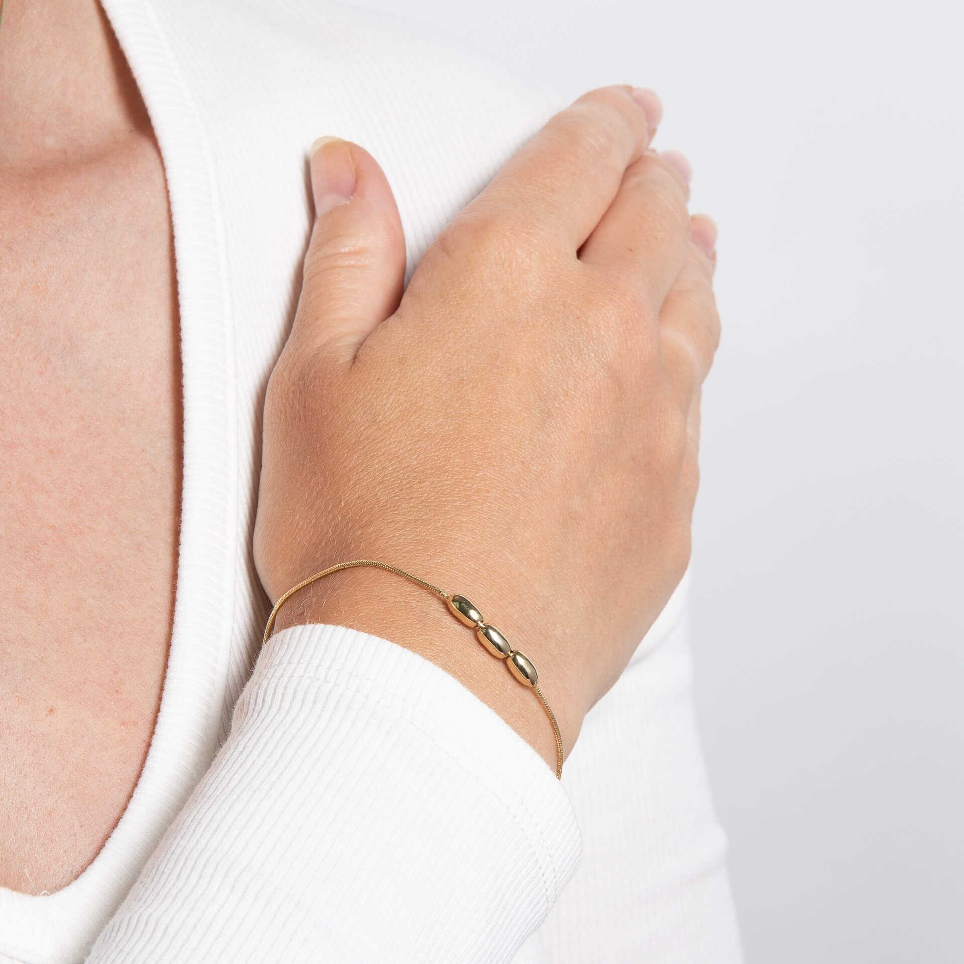 Three Bead Snake Chain Bracelet