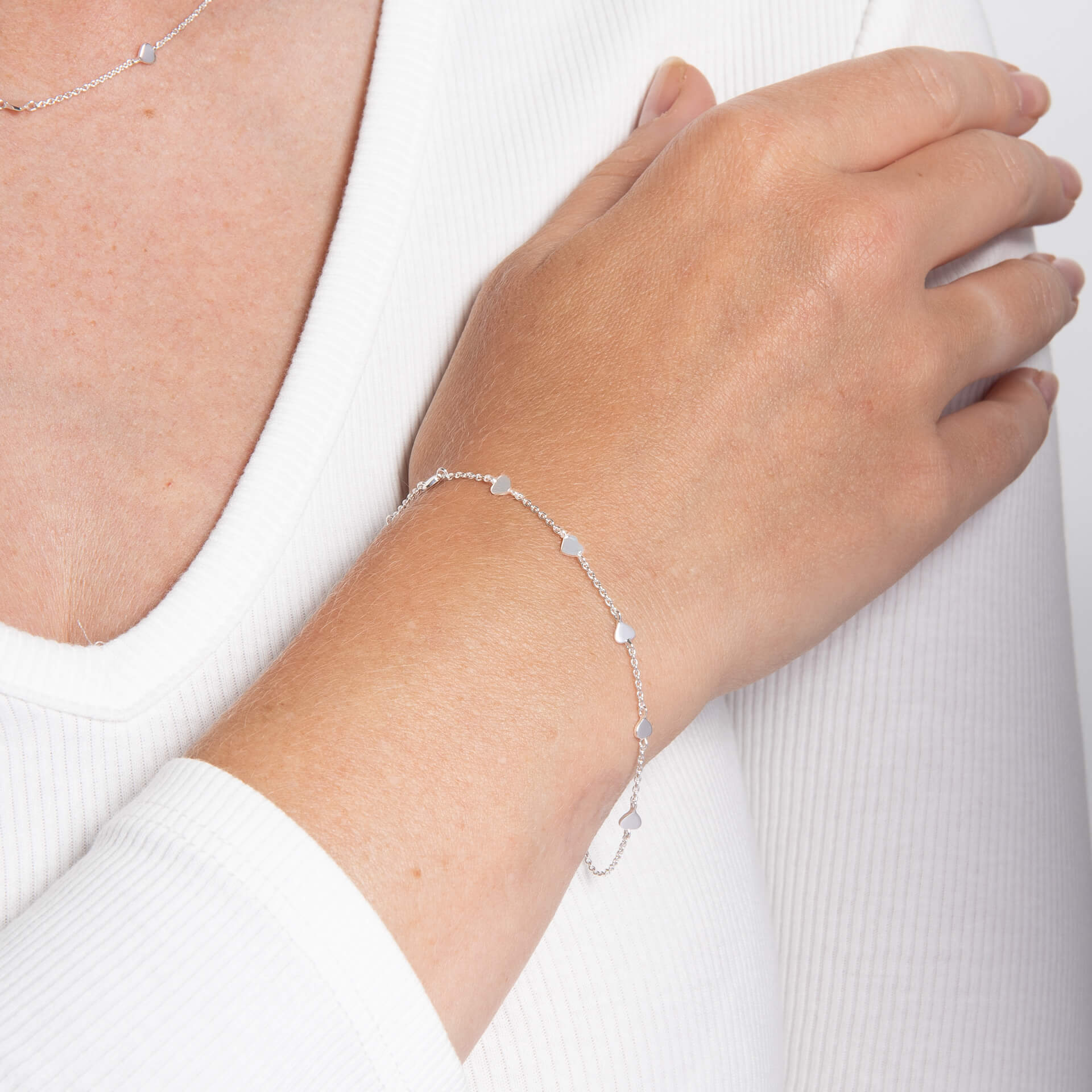 Small Heart Station Bracelet