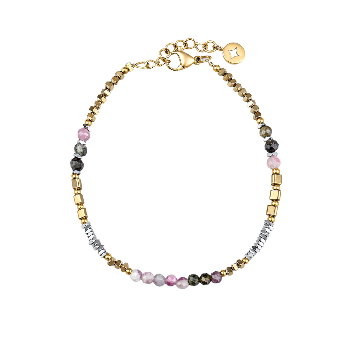 Semi-Precious and Steel Mixed Bead Bracelet