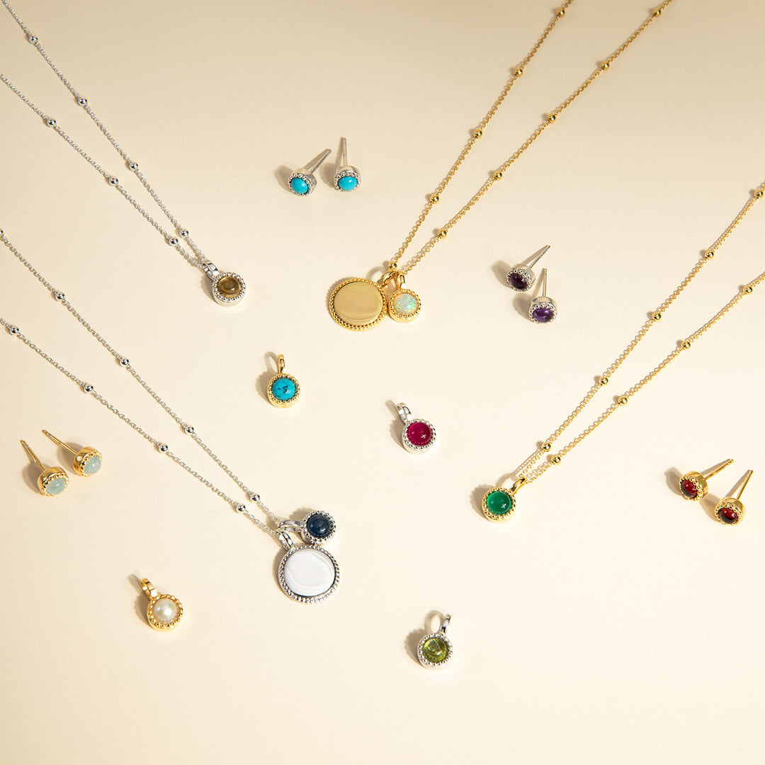 Milgrain Semi-Precious Cabochon Birthstone Pendant Baseboard Kit