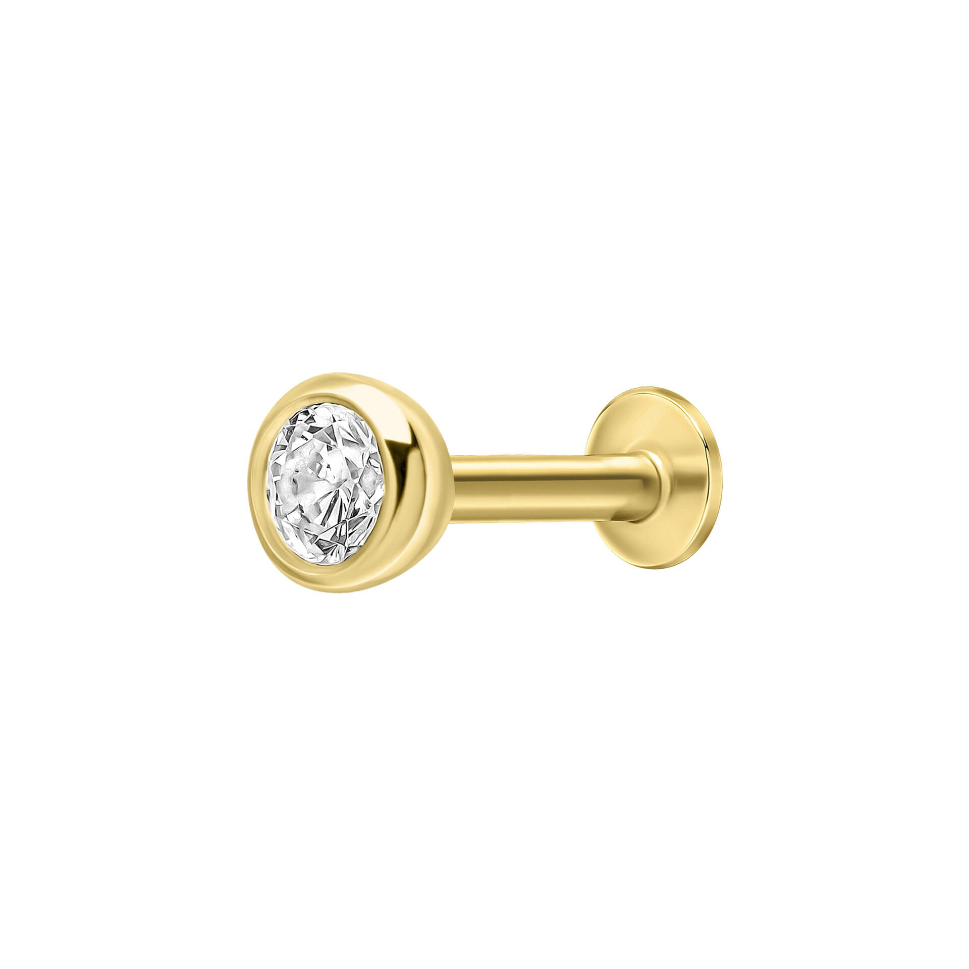Cubic Zirconia Bezel Labret Stud Earring