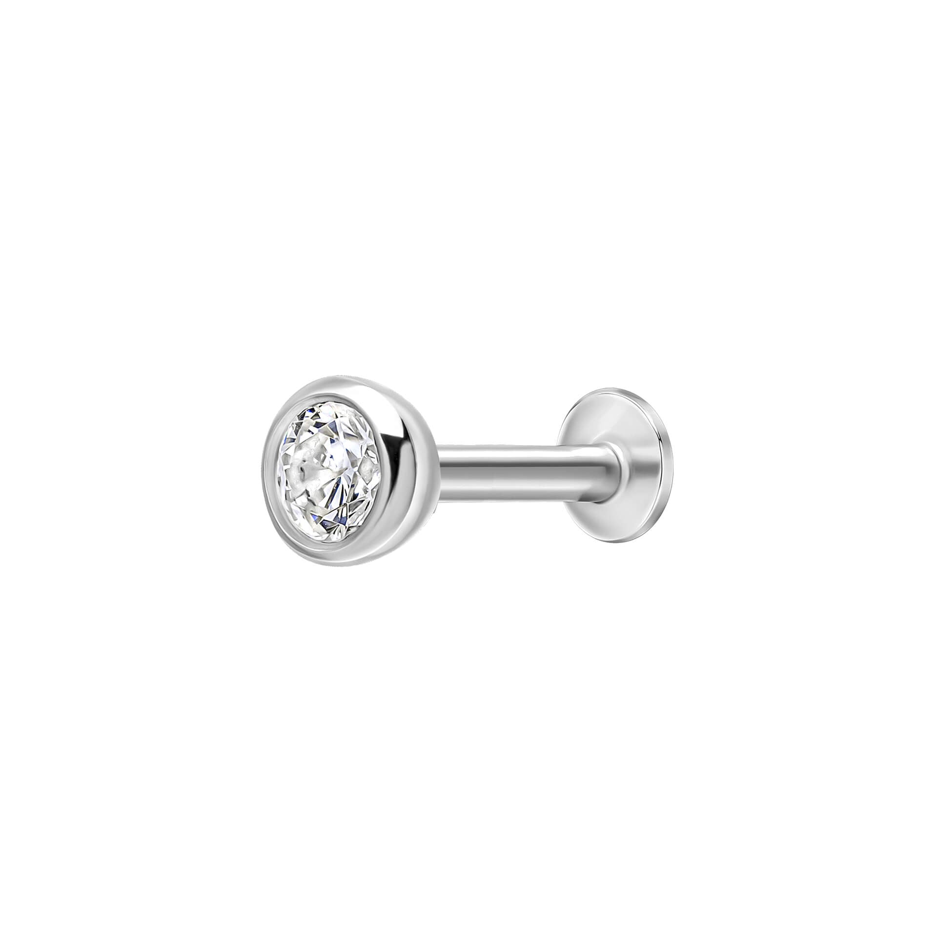 Cubic Zirconia Bezel Labret Stud Earring
