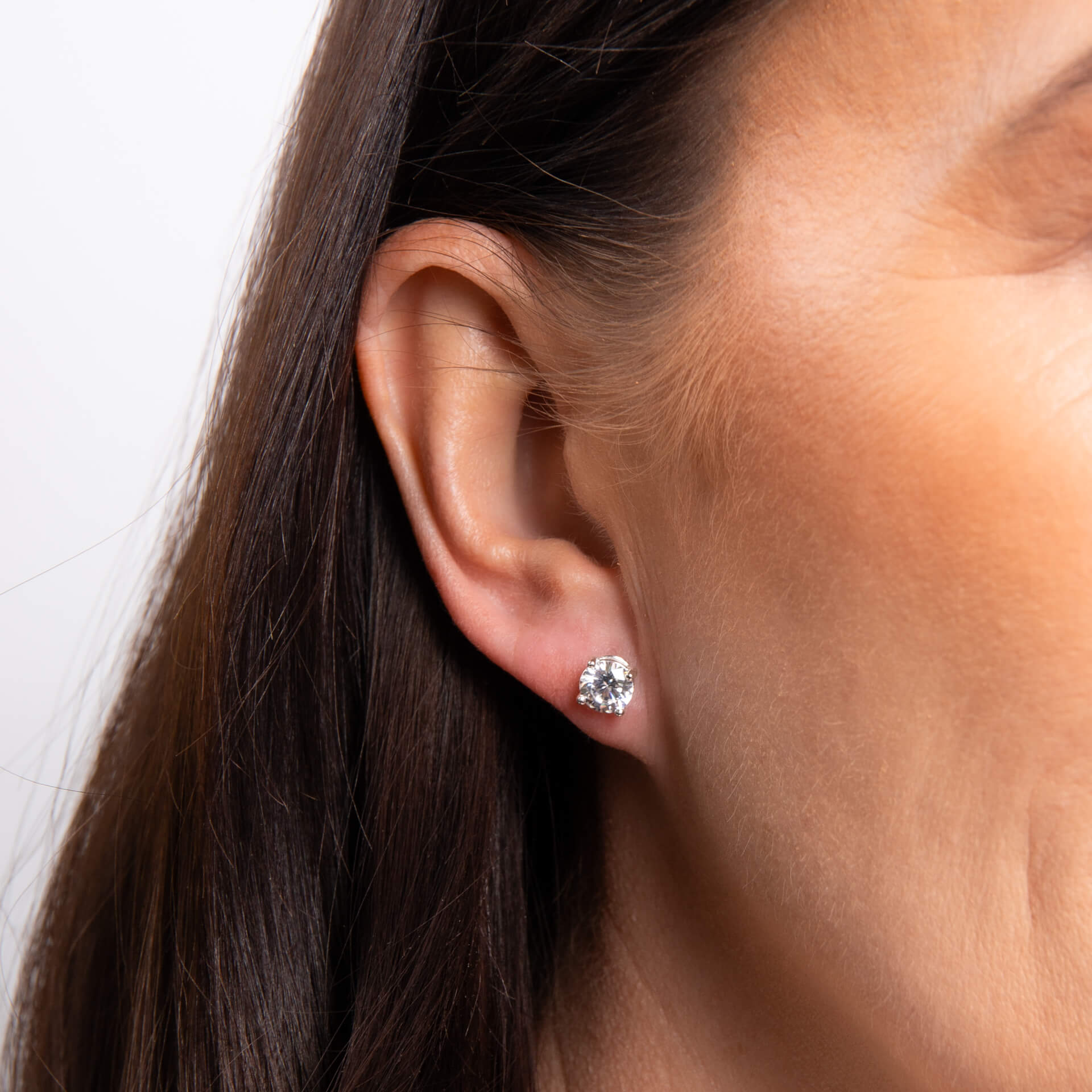 Round Stud Earrings with Cubic Zirconia 5mm
