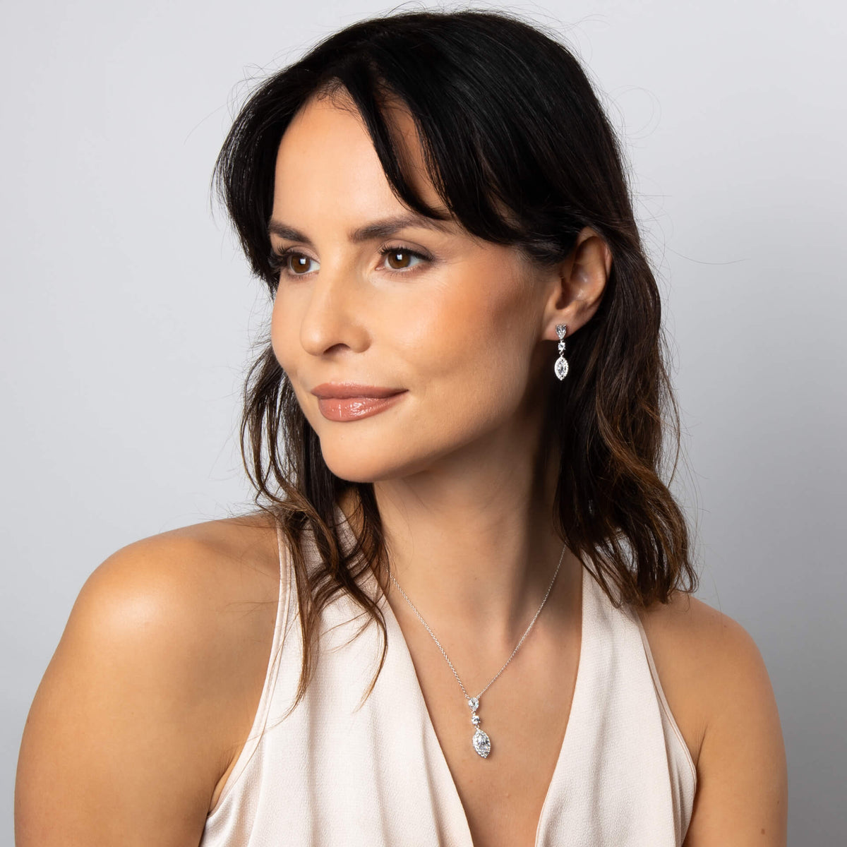 Marquise and Pave Zirconia Drop Earrings
