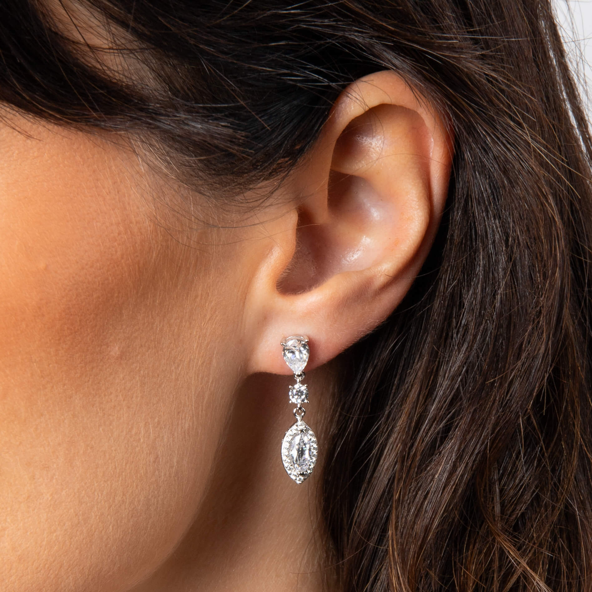 Marquise and Pave Zirconia Drop Earrings