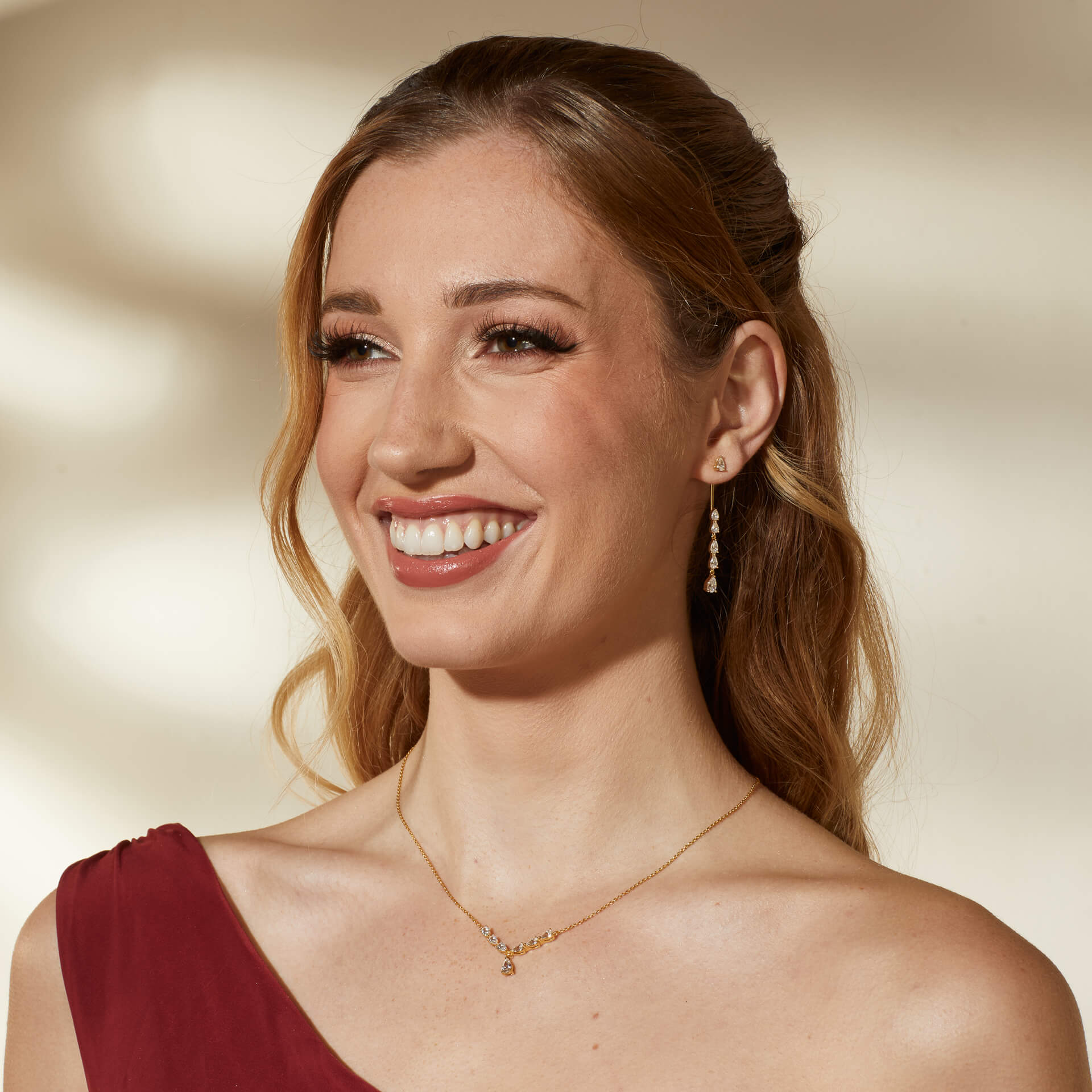 Teardrop Front Stud and Back Drop Earrings
