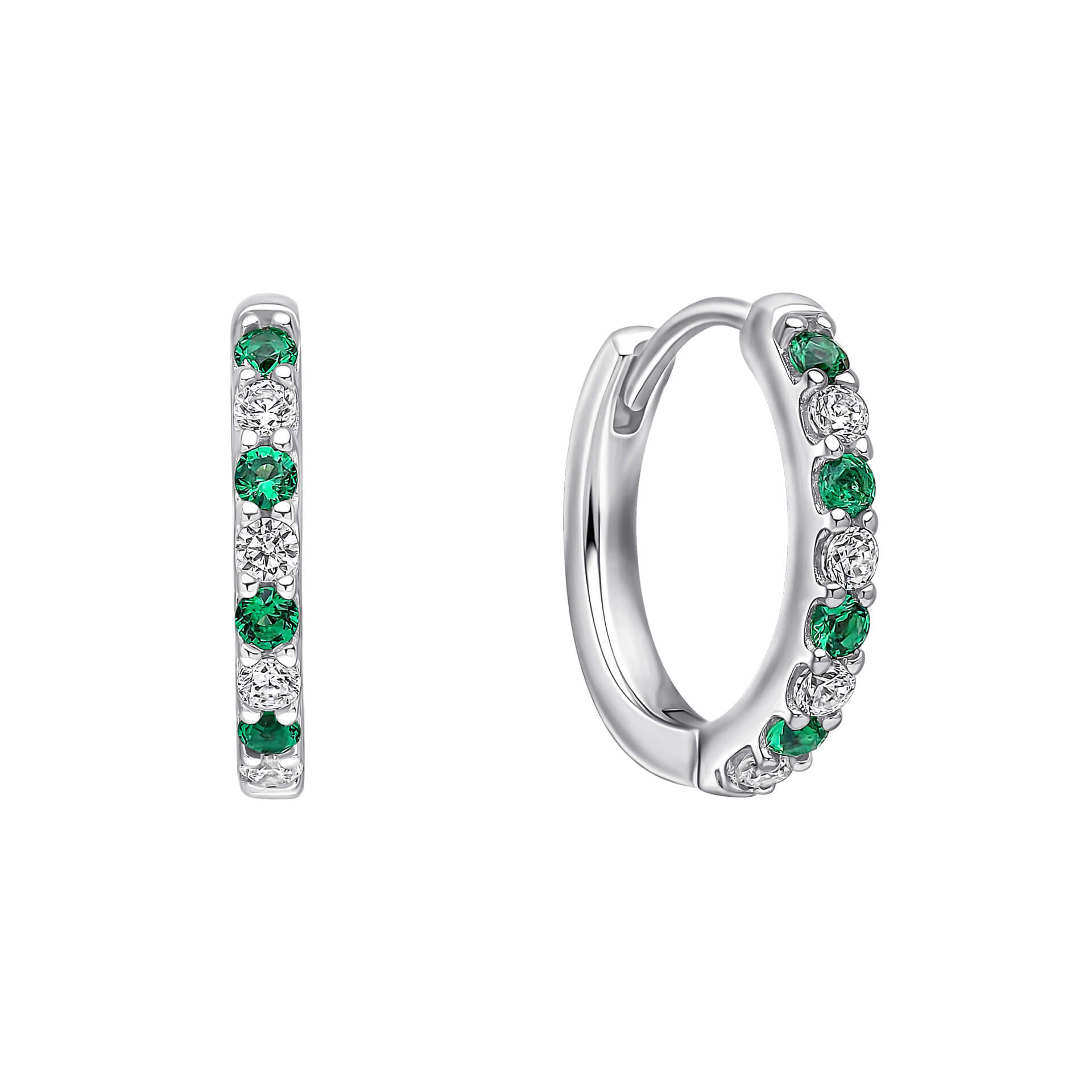 Two Tone Zirconia Hoop Earrings