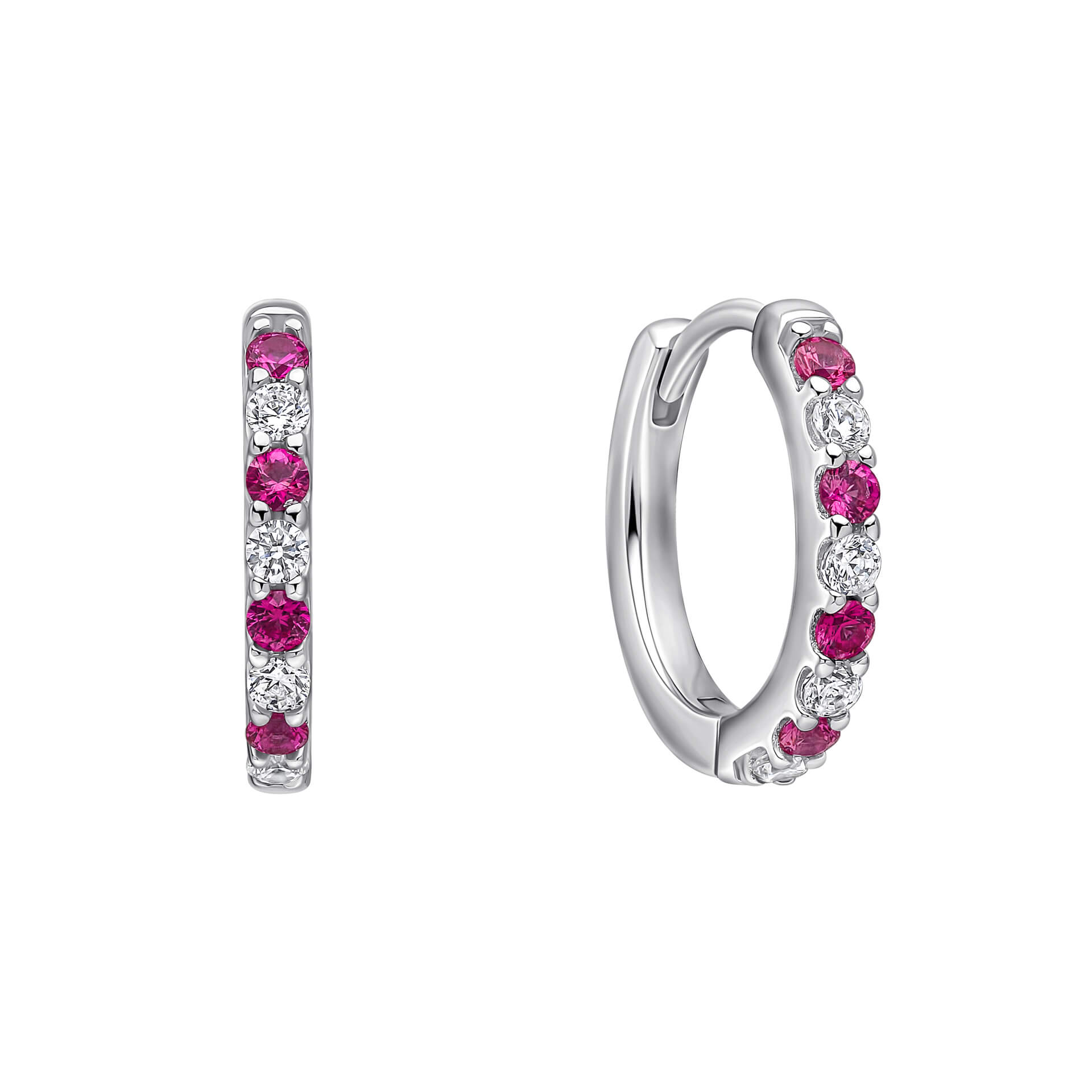 Two Tone Zirconia Hoop Earrings