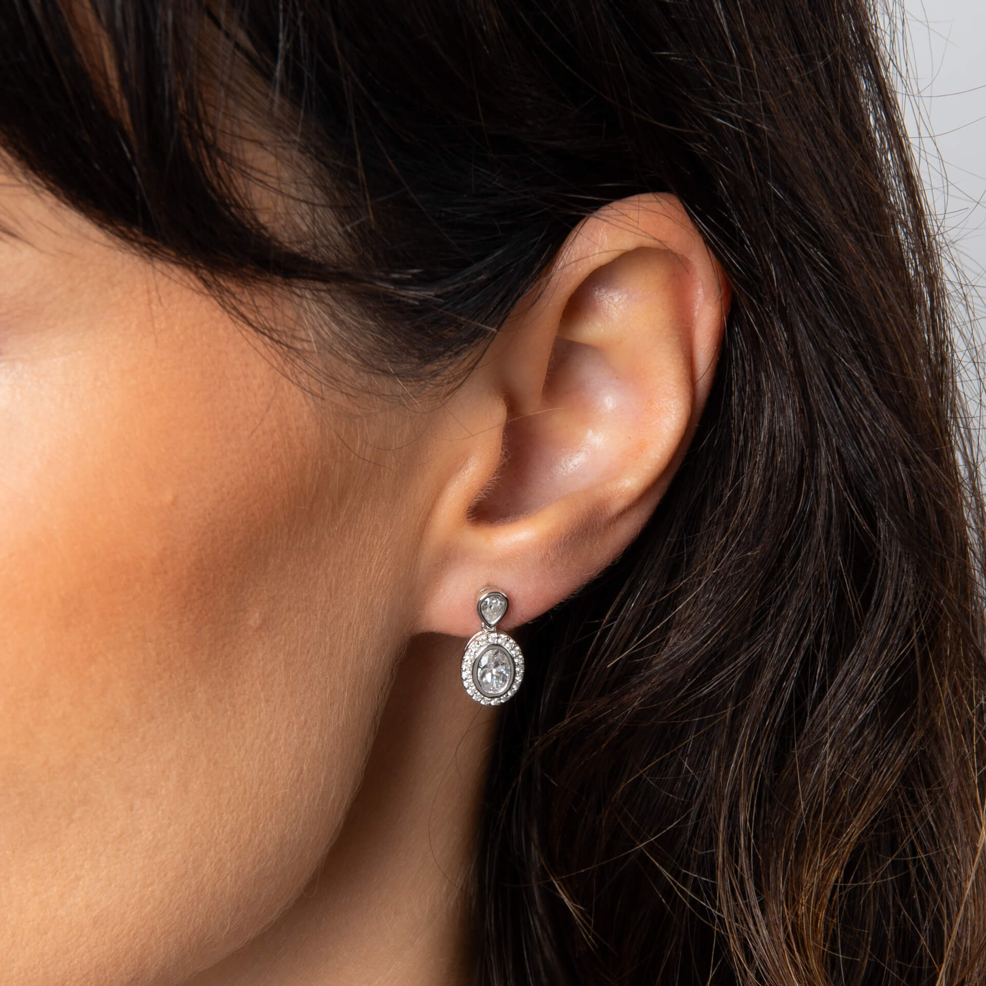 Halo Double Drop Stud Earrings