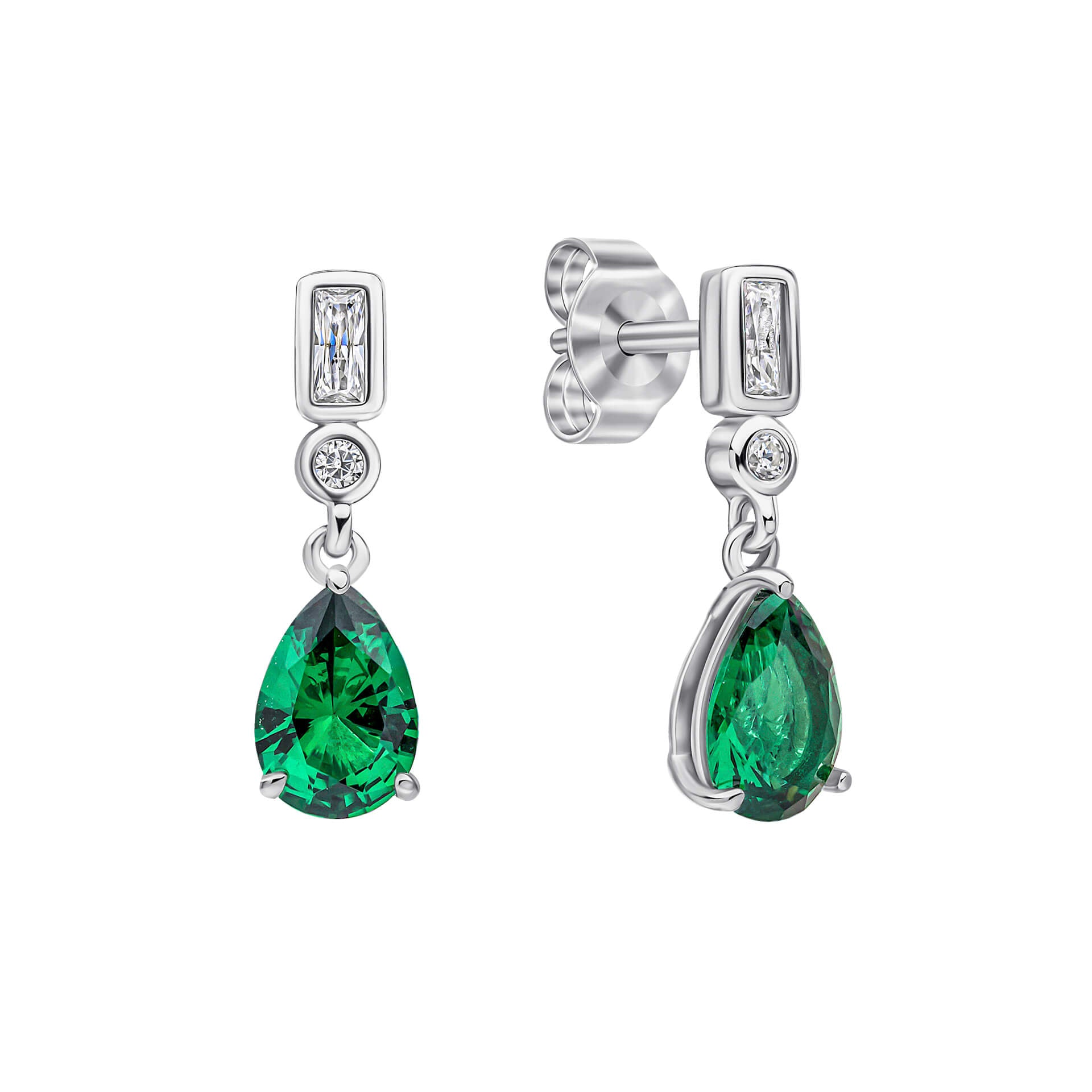 Bezel and Teardrop Earrings