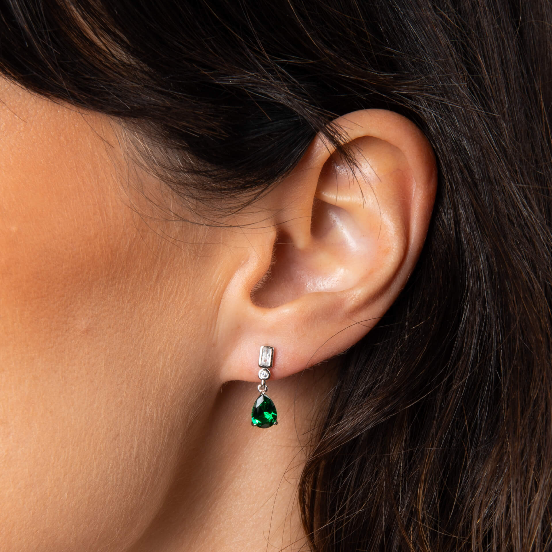 Bezel and Teardrop Earrings