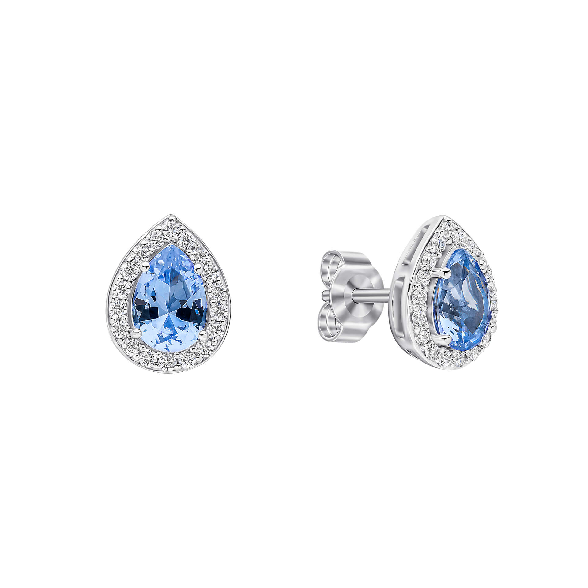 Zirconia Halo Teardrop Stud Earrings