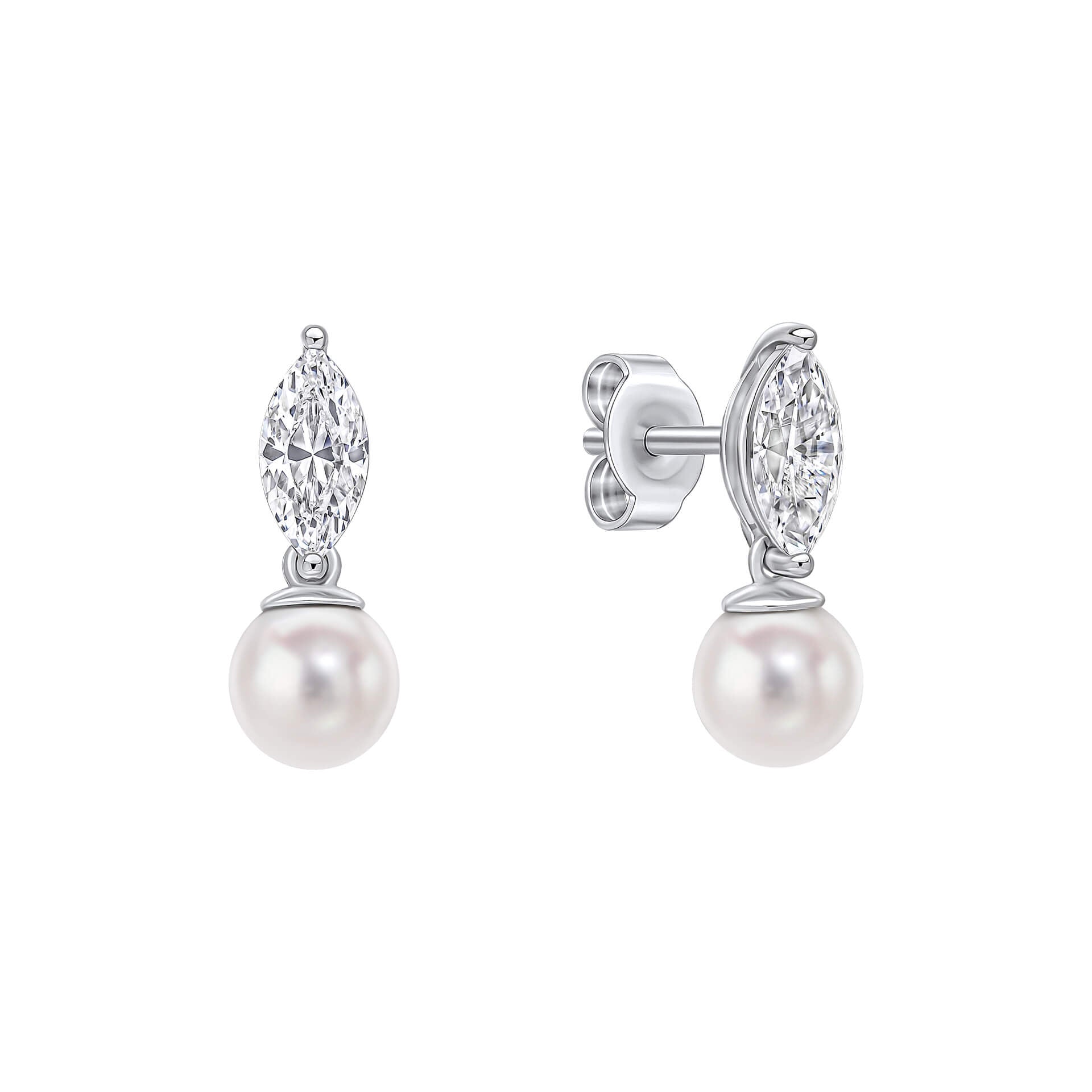 Marquise Pearl Drop Stud Earrings