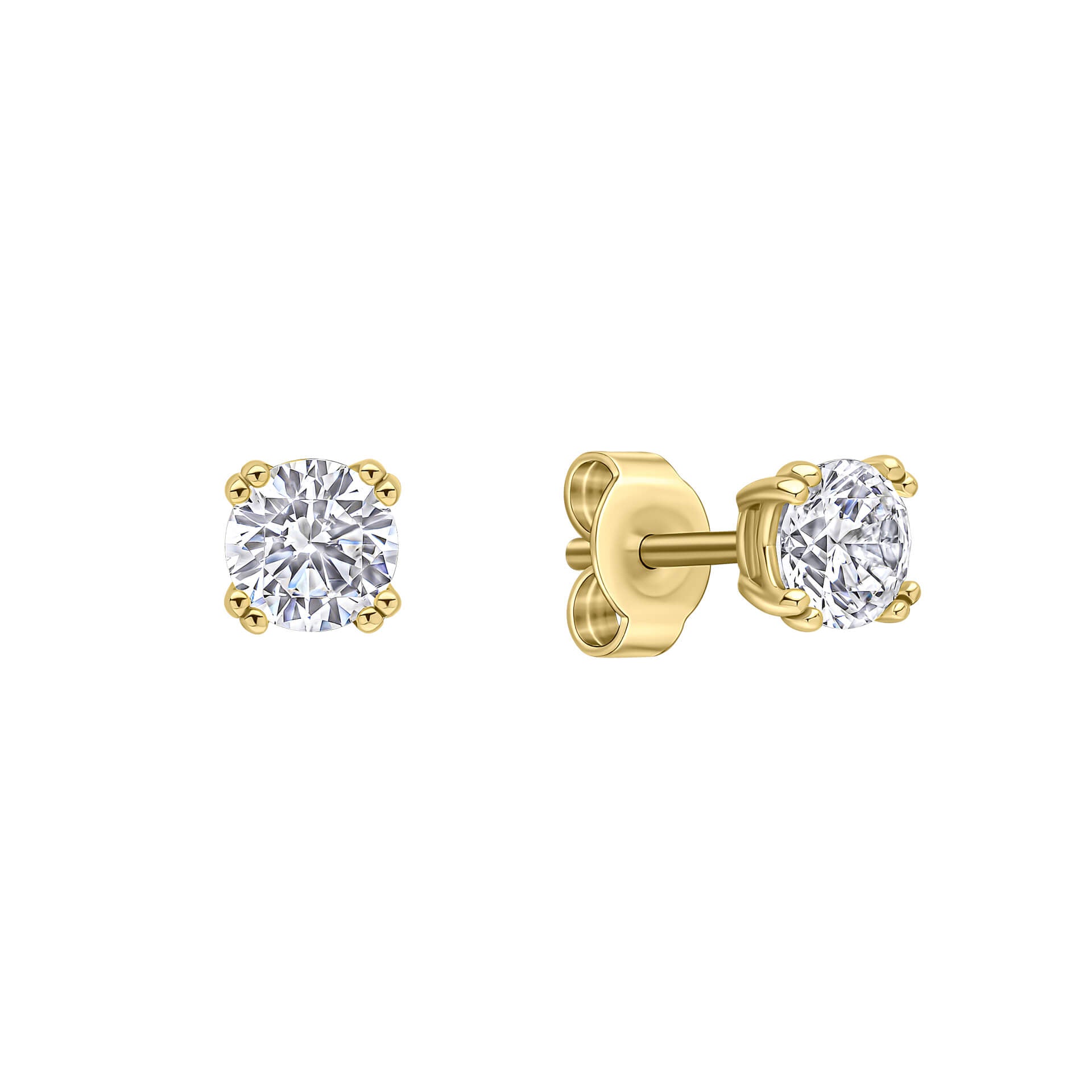 Double Claw Solitaire Stud Earrings