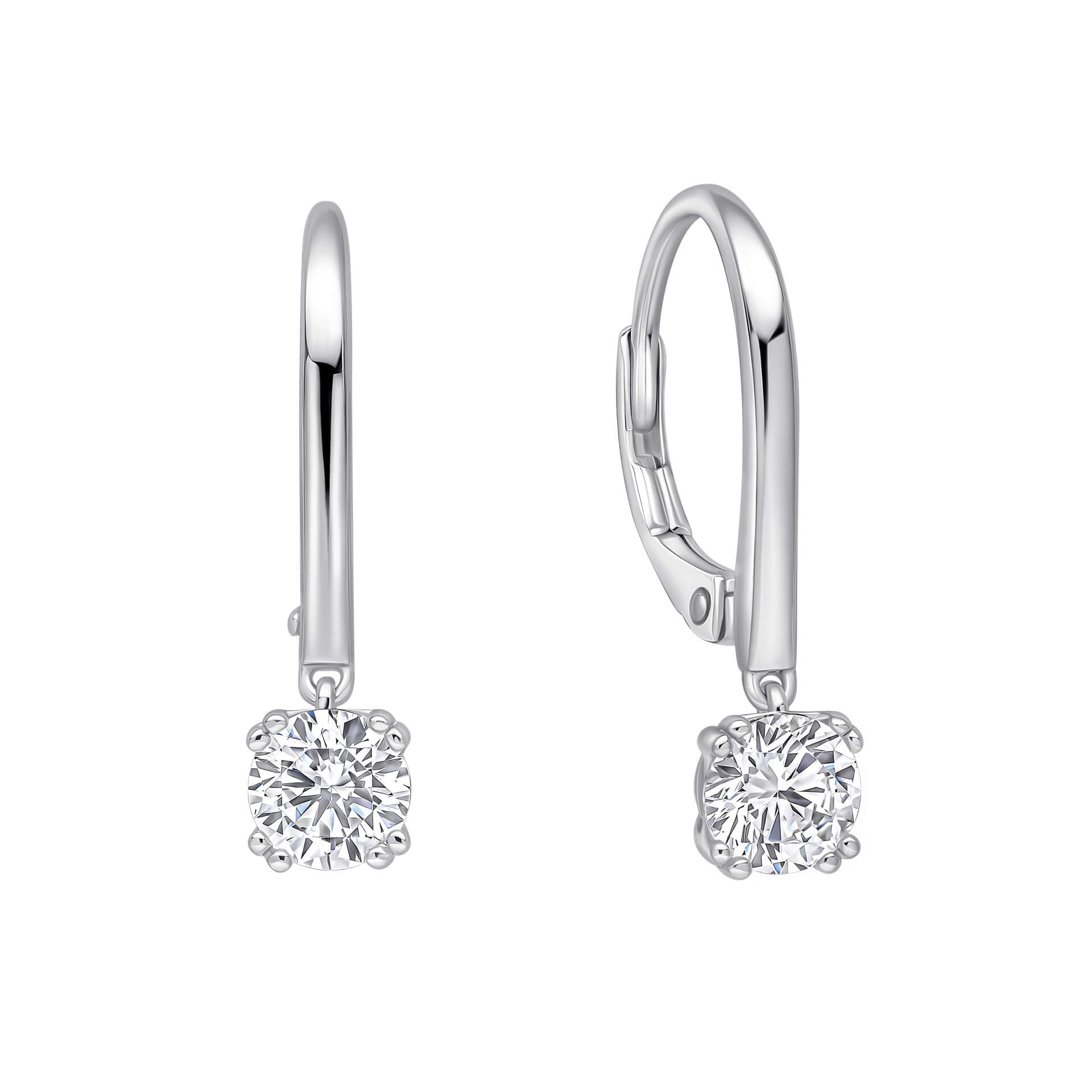 Double Claw Solitaire French Hook Earrings