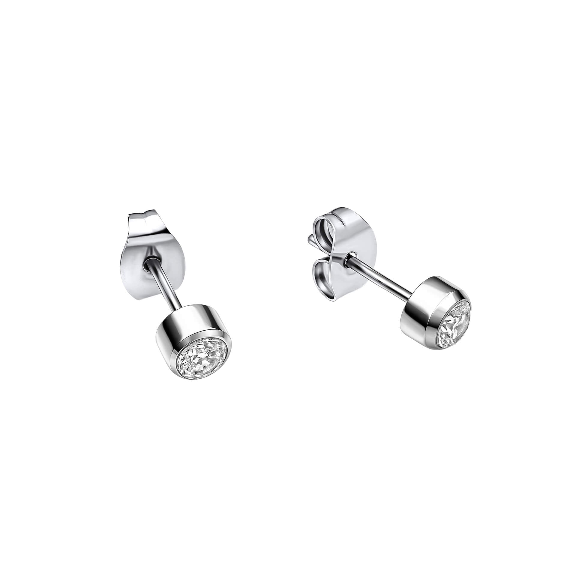 Smaller Fit Stainless Steel Stud Earrings with CZ