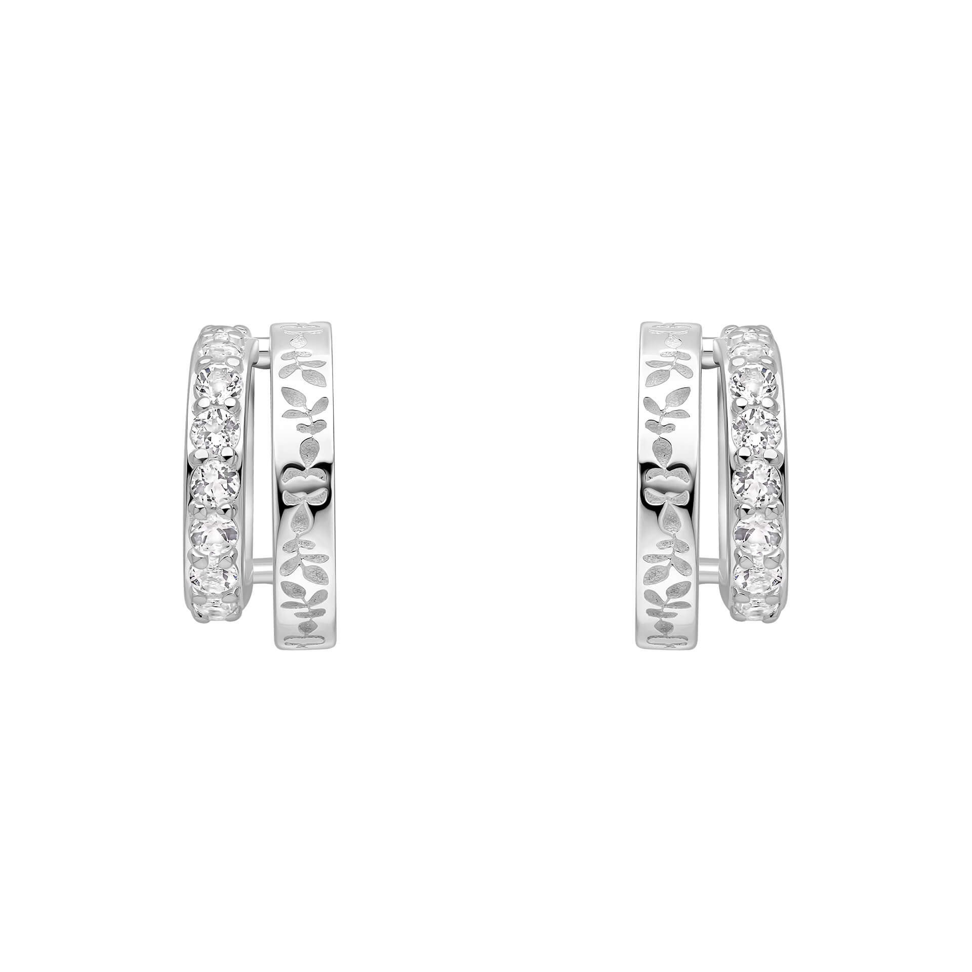 Foscot Damask White Topaz Hoop Earrings