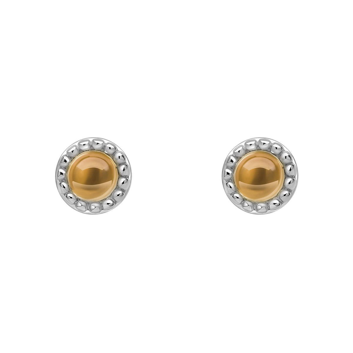 Milgrain Semi-Precious Cabochon Birthstone Earrings