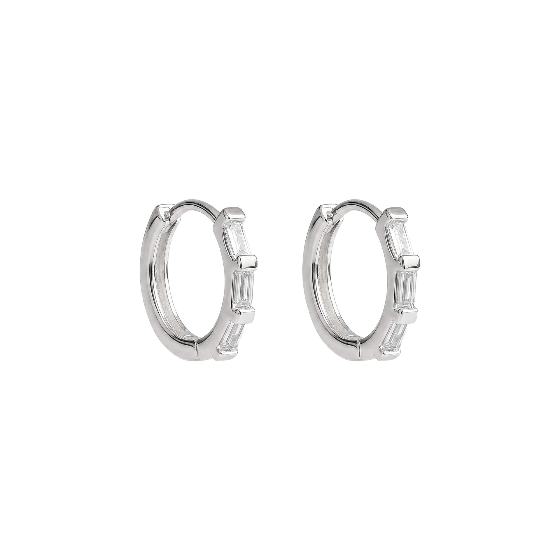 Baguette Stone Hoop Earrings