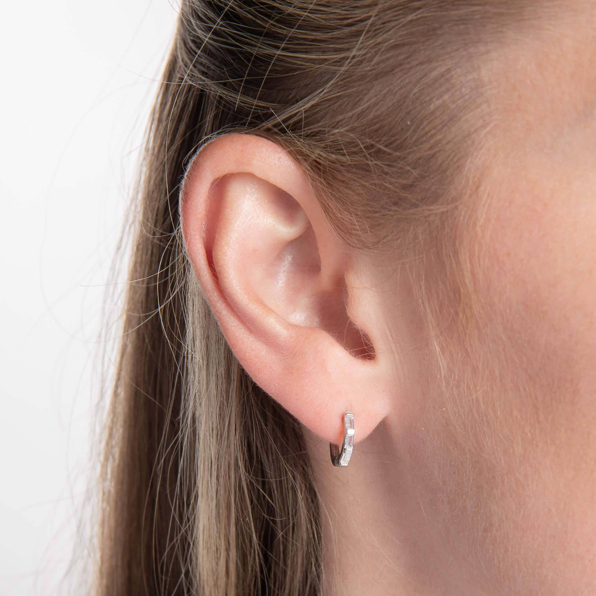 Baguette Stone Hoop Earrings