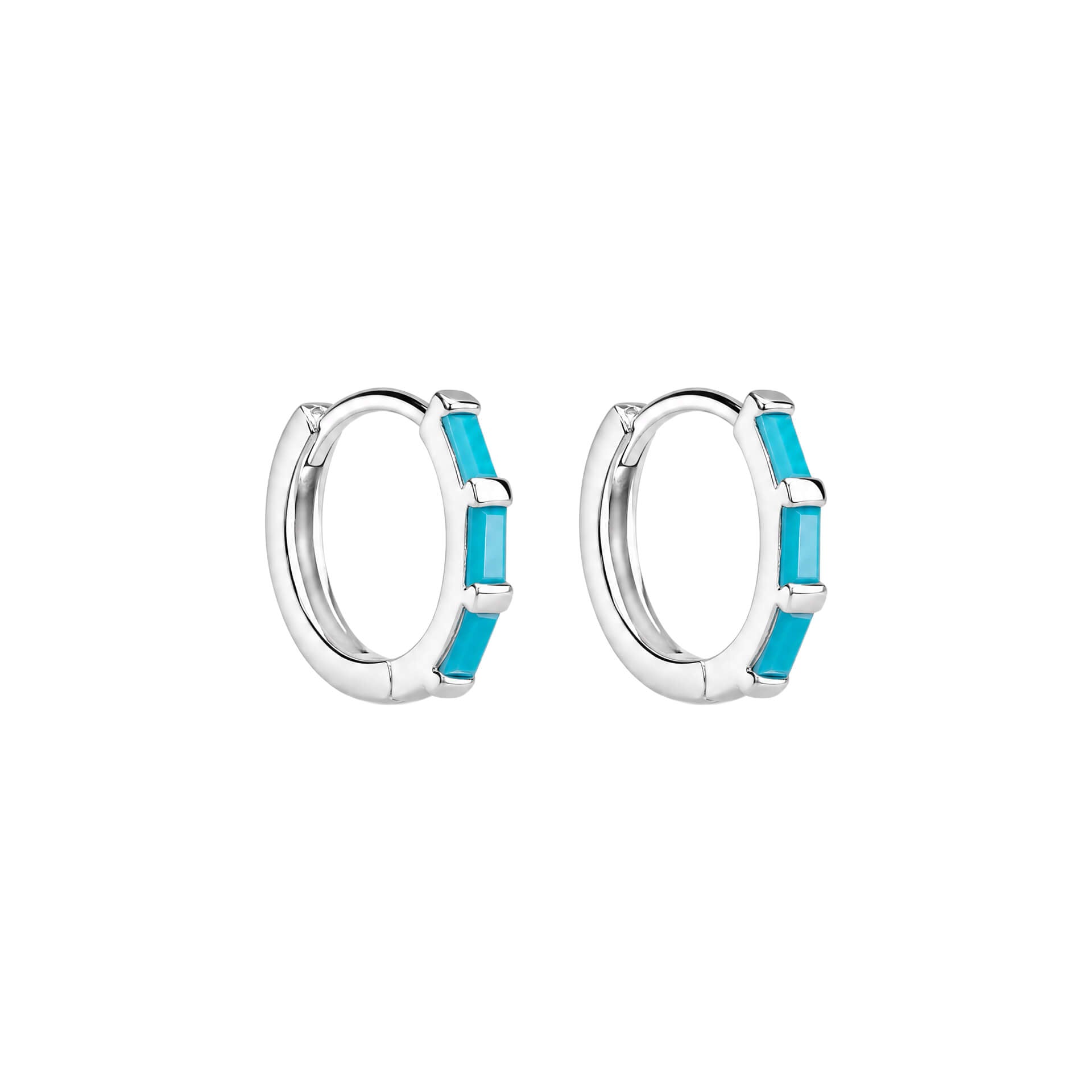 Baguette Stone Hoop Earrings