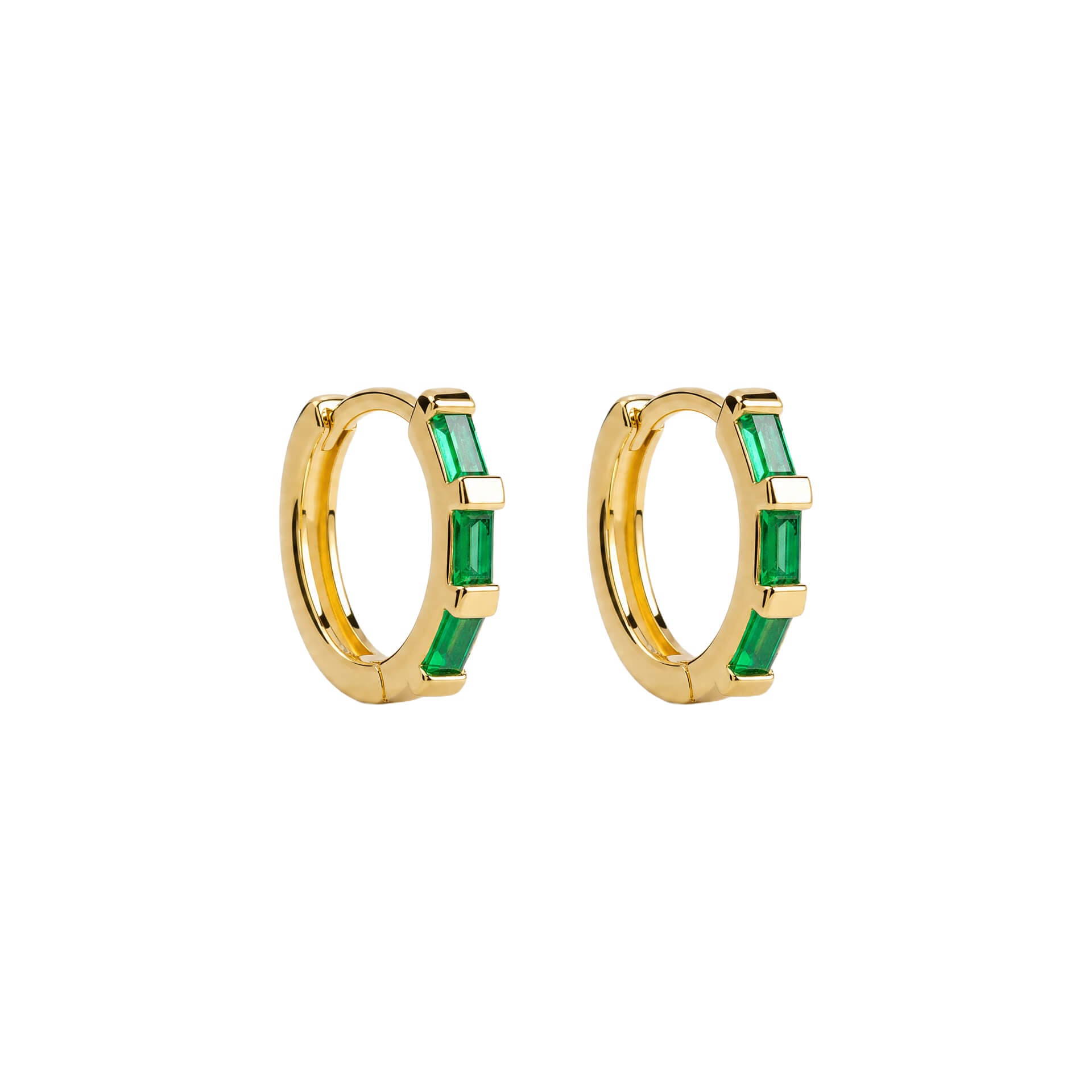 Baguette Stone Hoop Earrings