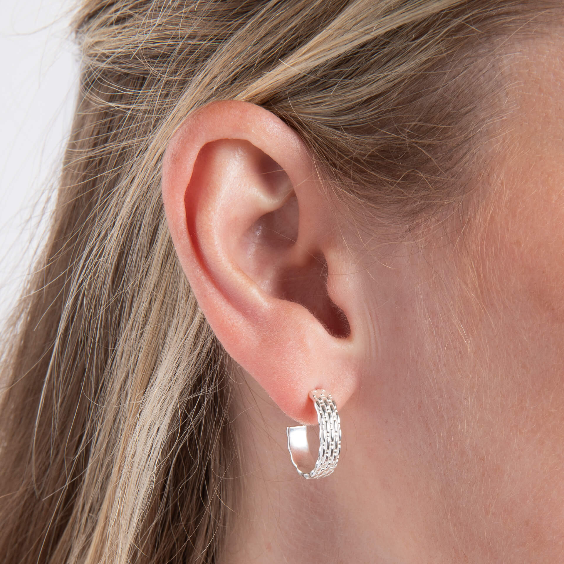 Basket Weave Hoop Earrings