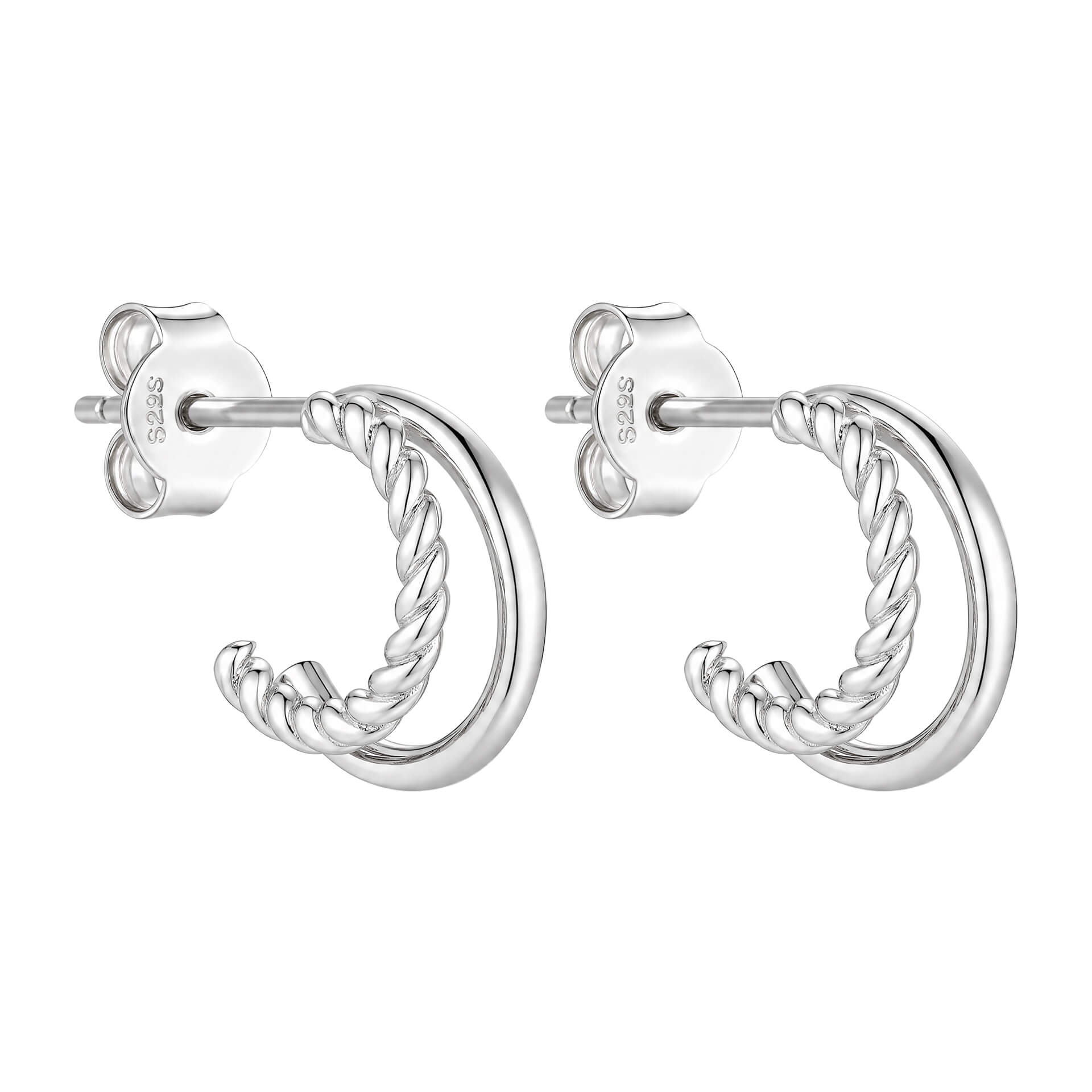 Textured and Plain Double Hoop Earrings