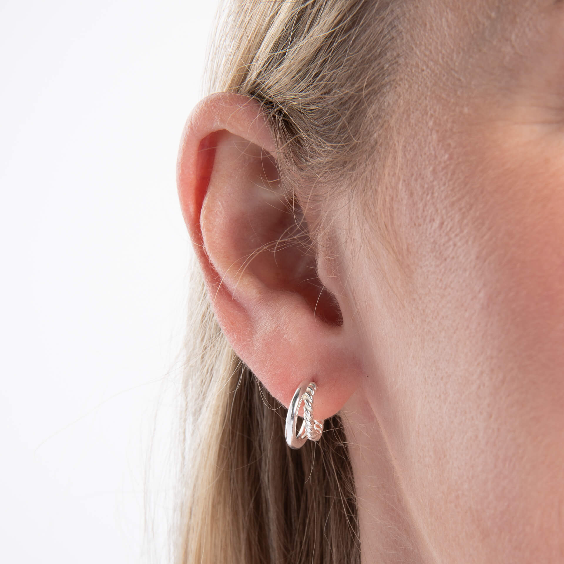 Textured and Plain Double Hoop Earrings