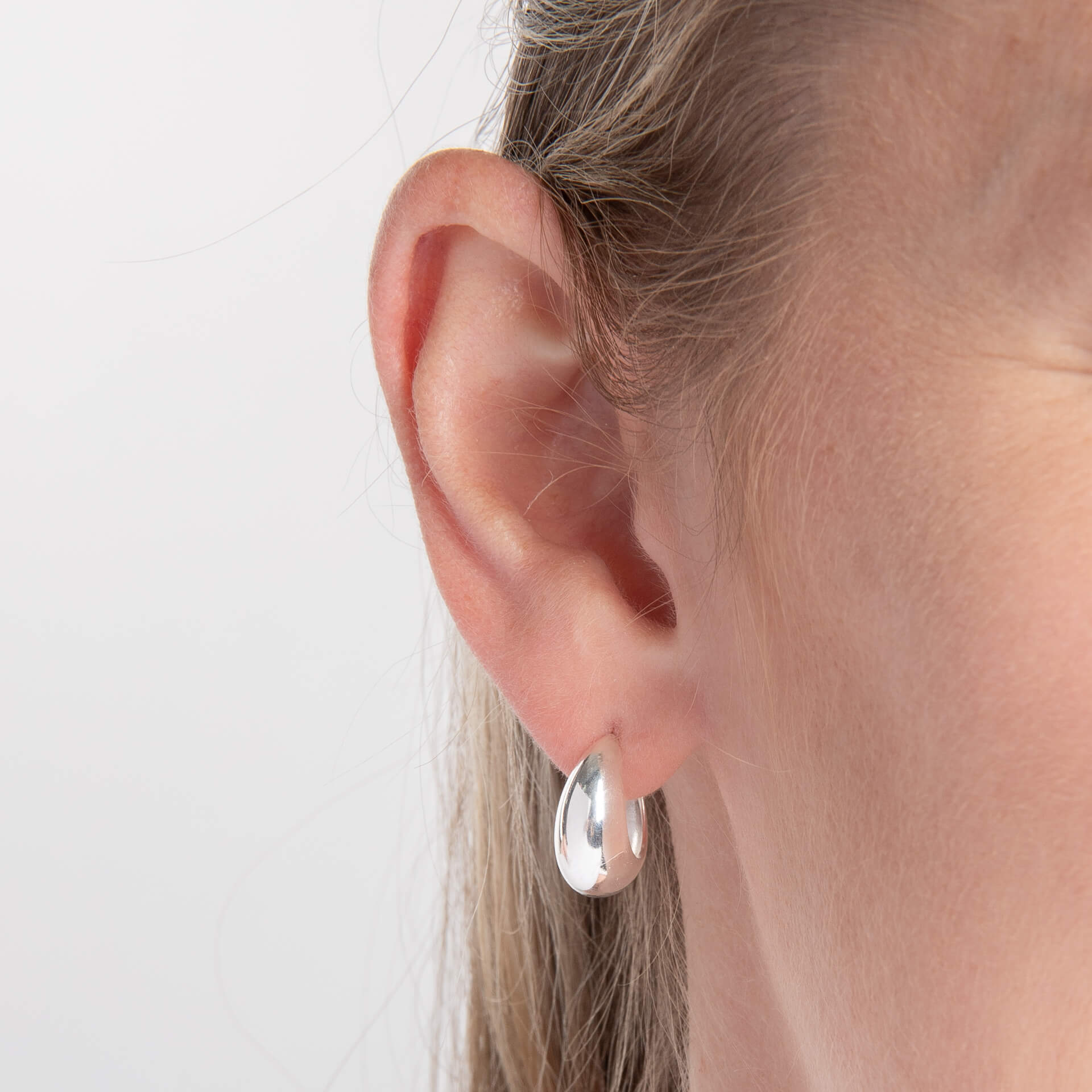 Rounded Teardrop Hoop Earrings
