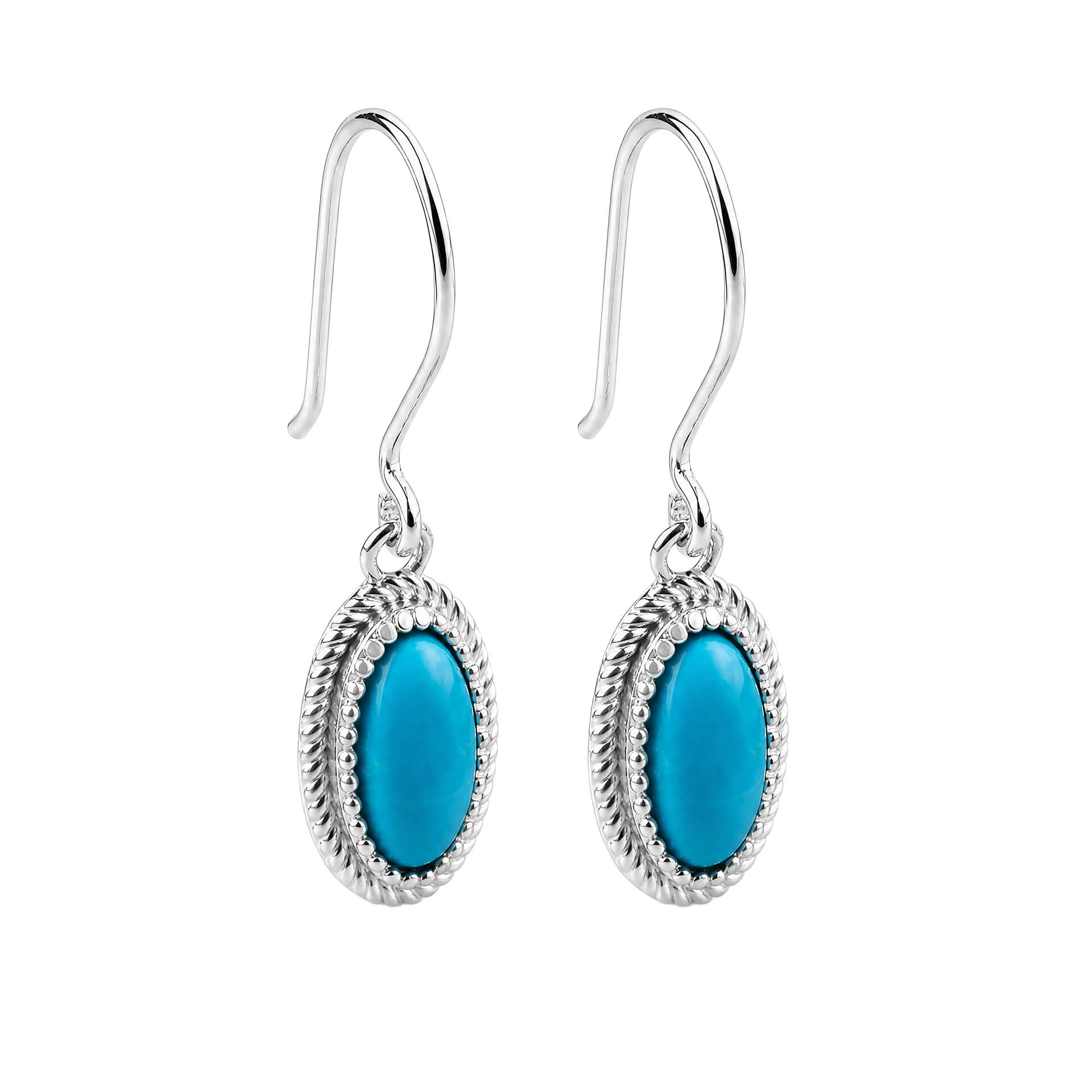 Oval Blue Magnesite Milgrain Earrings