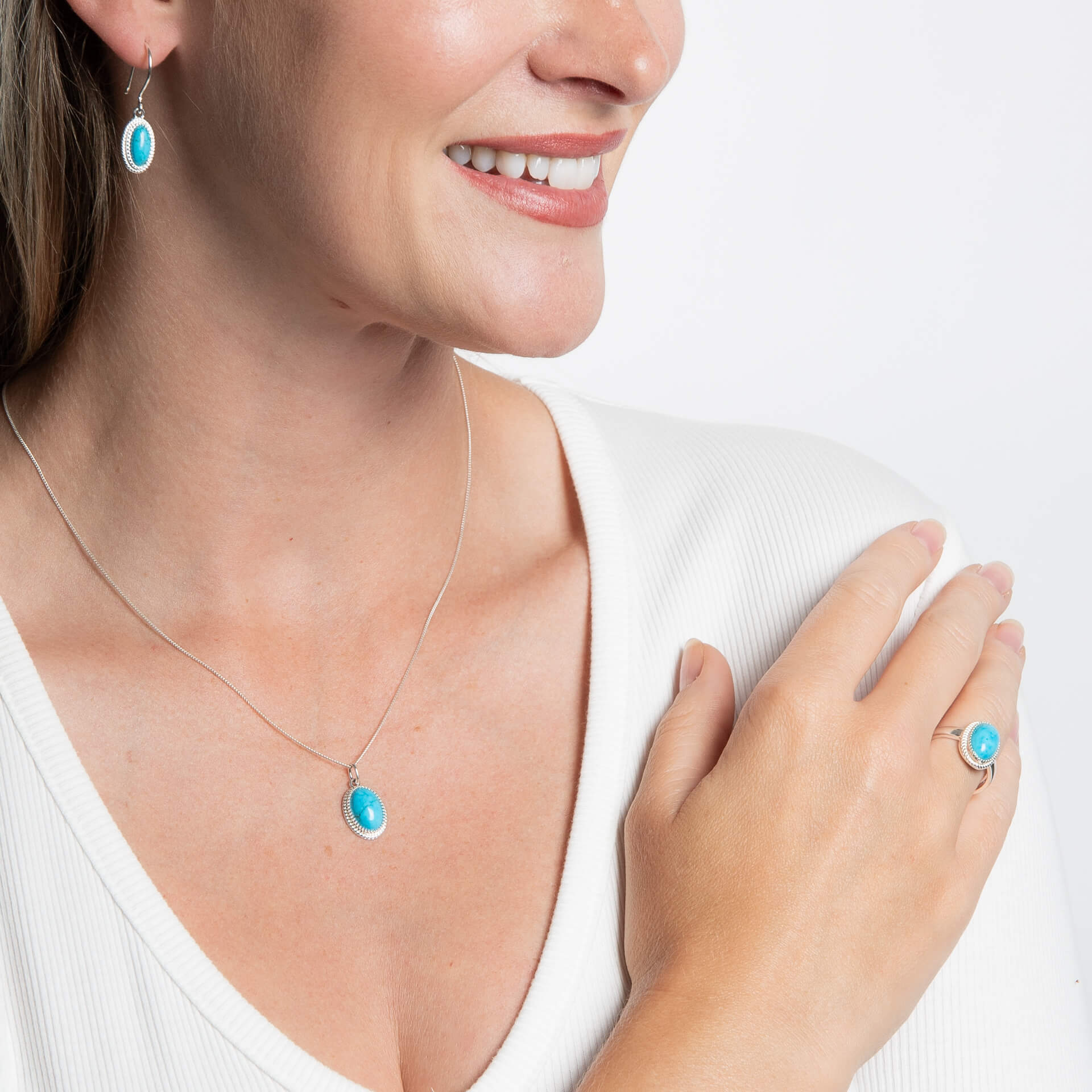 Oval Blue Magnesite Milgrain Ring