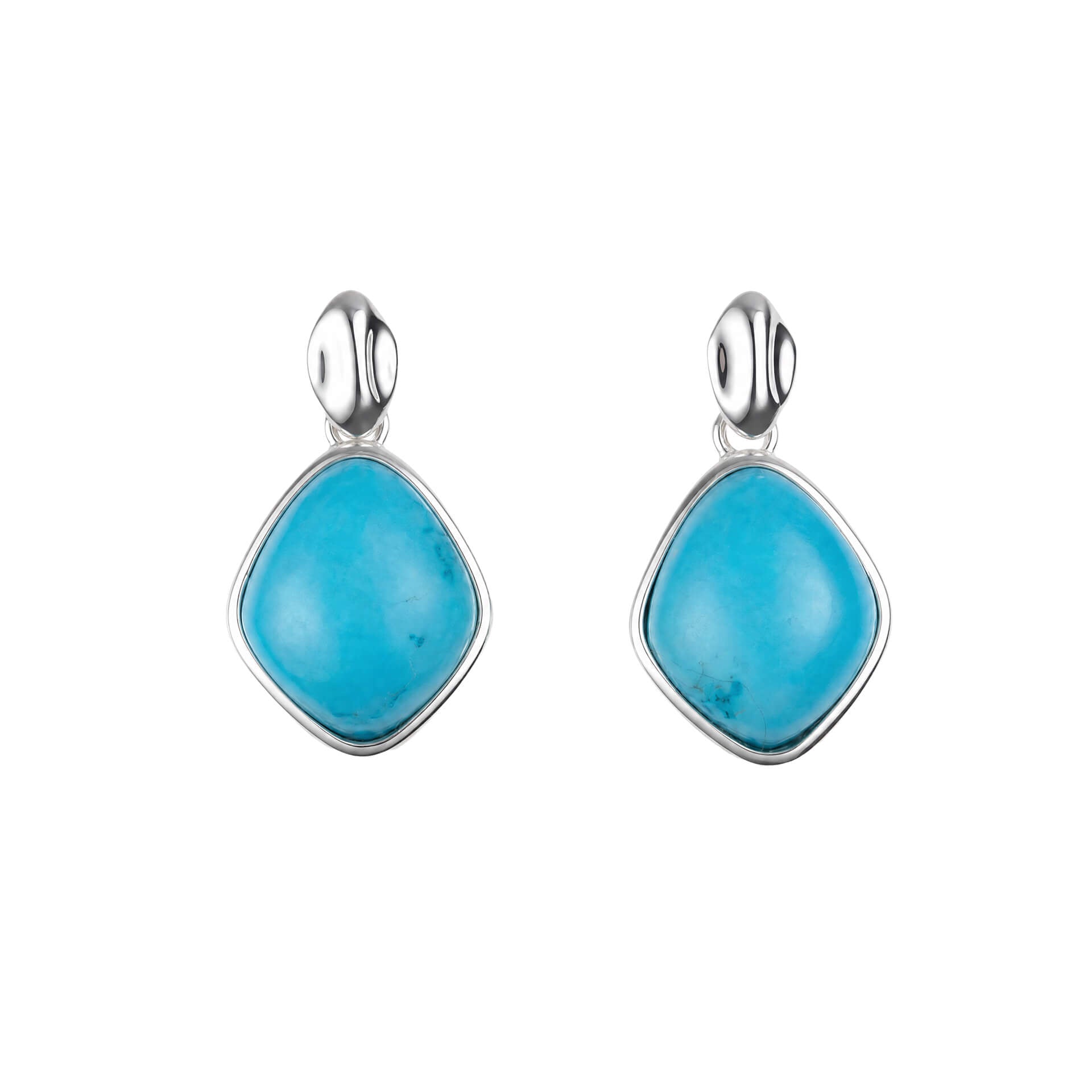 Bezel Set Blue Magnesite Drop Earrings