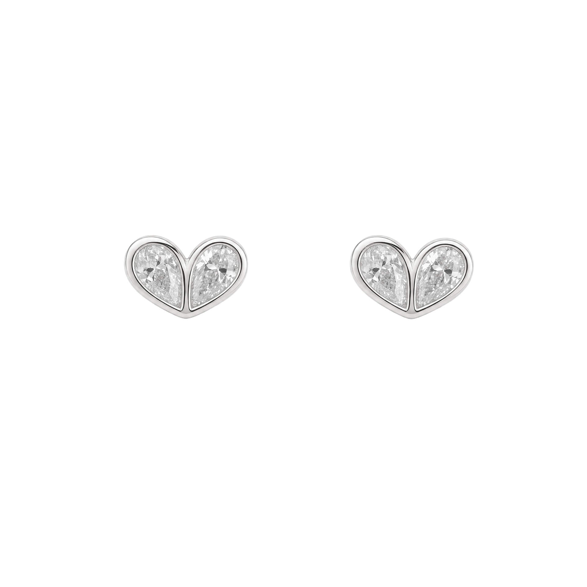 Cubic Zirconia Heart Stud Earrings